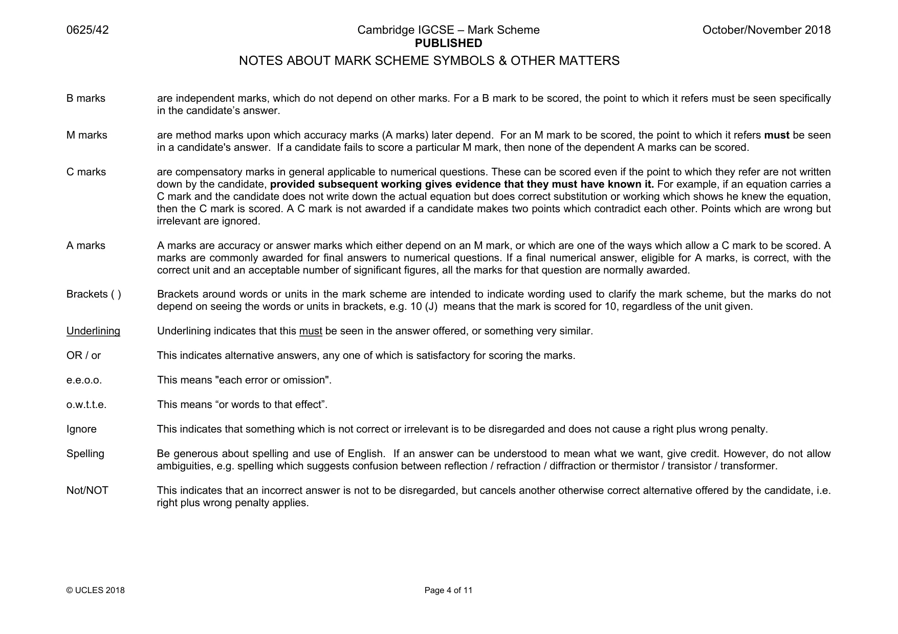 Mark scheme, page 4 of 11