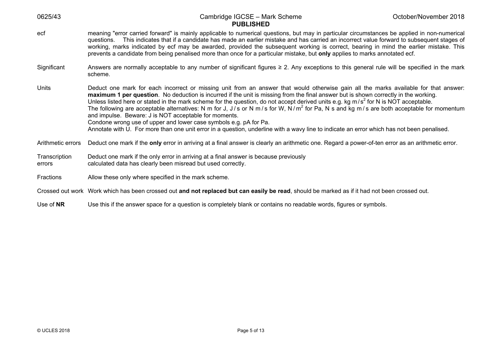 Mark scheme, page 5 of 13