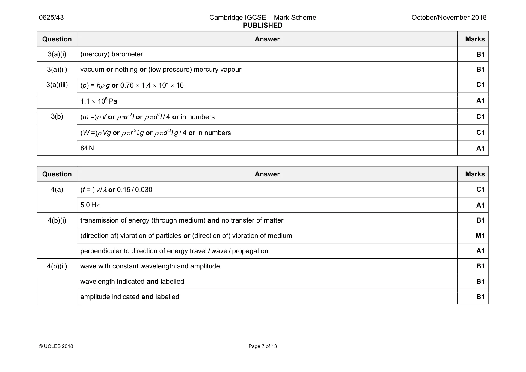 Mark scheme, page 7 of 13