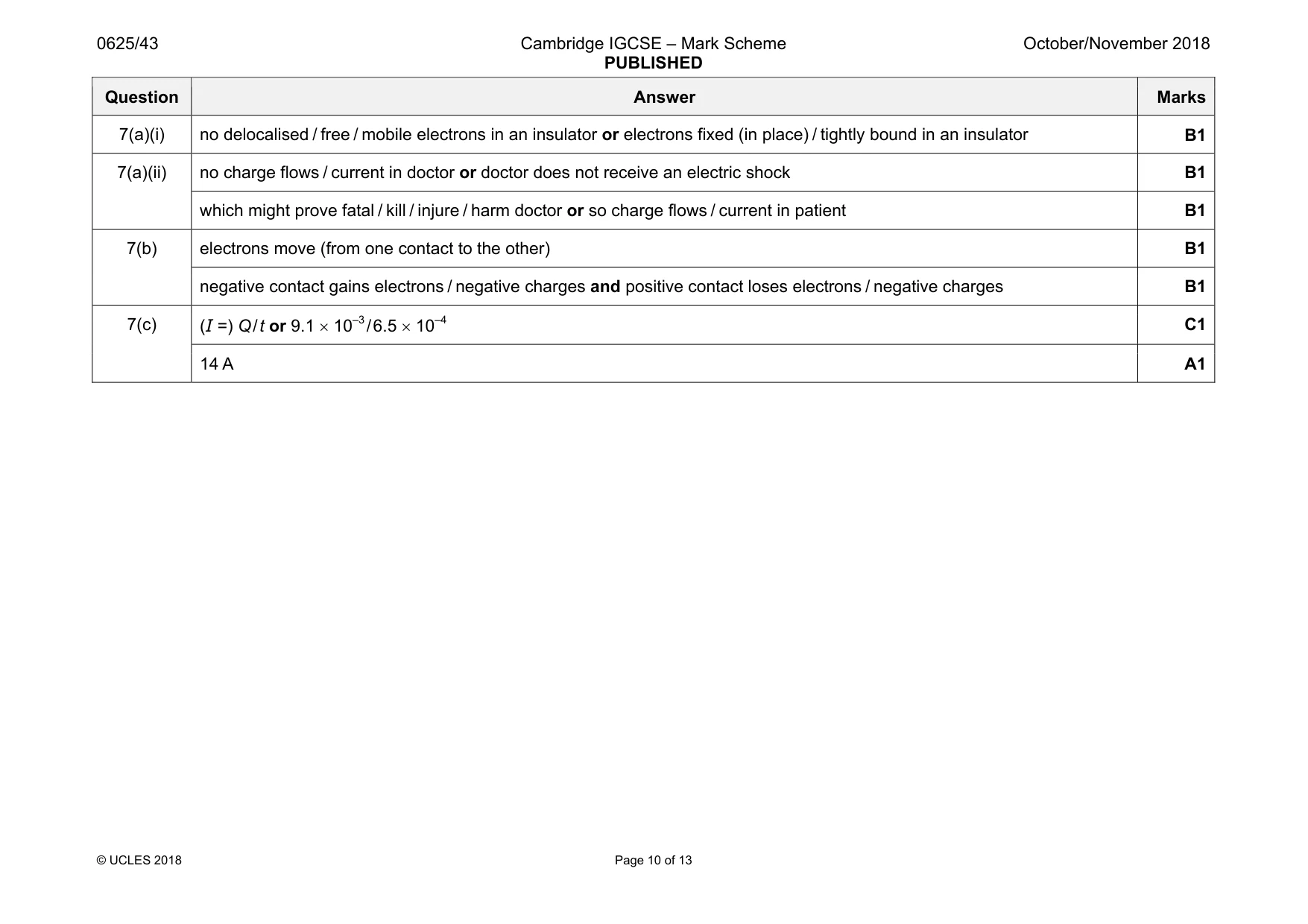 Mark scheme, page 10 of 13