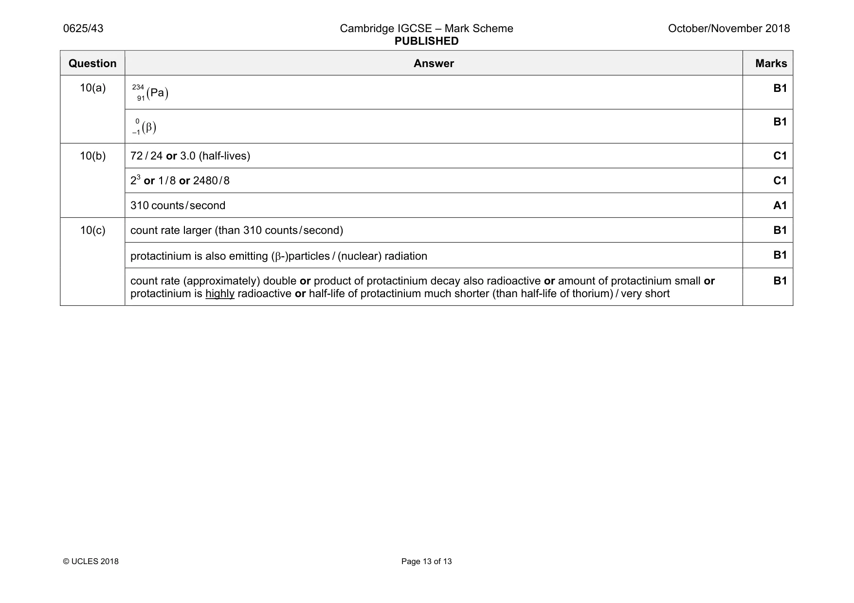 Mark scheme, page 13 of 13
