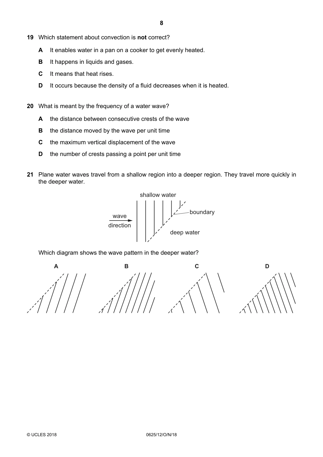 Cambridge IGCSE Physics 0625 2018 Oct/Nov Paper 1 · Variant 2 question paper, page 8 of 16