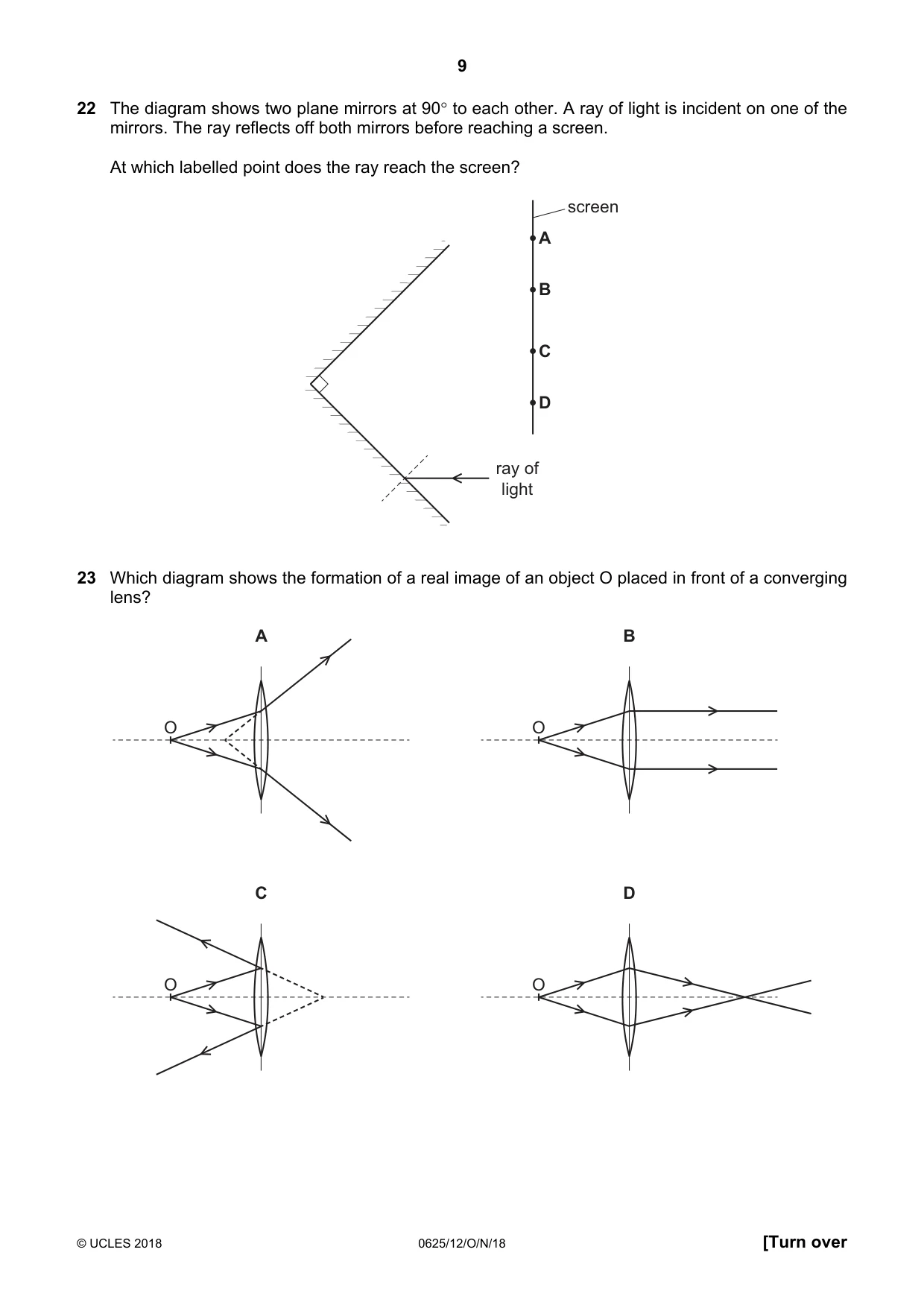 Cambridge IGCSE Physics 0625 2018 Oct/Nov Paper 1 · Variant 2 question paper, page 9 of 16