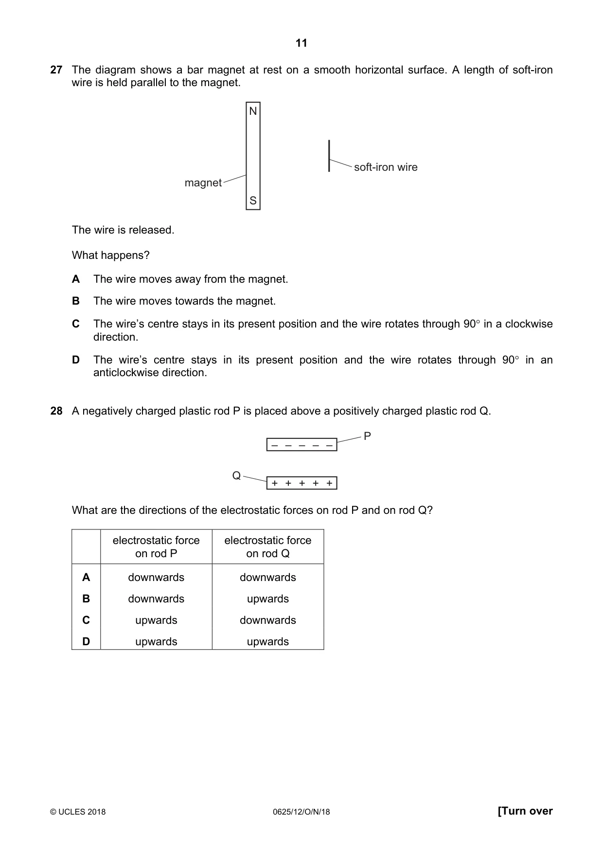 Cambridge IGCSE Physics 0625 2018 Oct/Nov Paper 1 · Variant 2 question paper, page 11 of 16