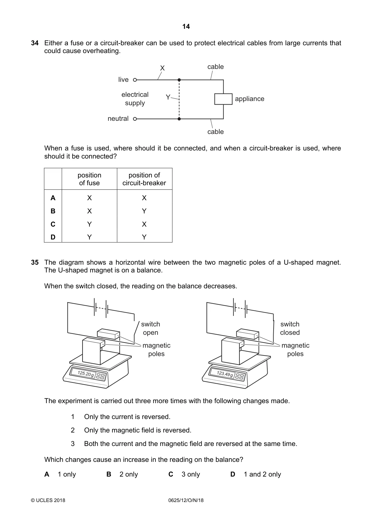 Cambridge IGCSE Physics 0625 2018 Oct/Nov Paper 1 · Variant 2 question paper, page 14 of 16