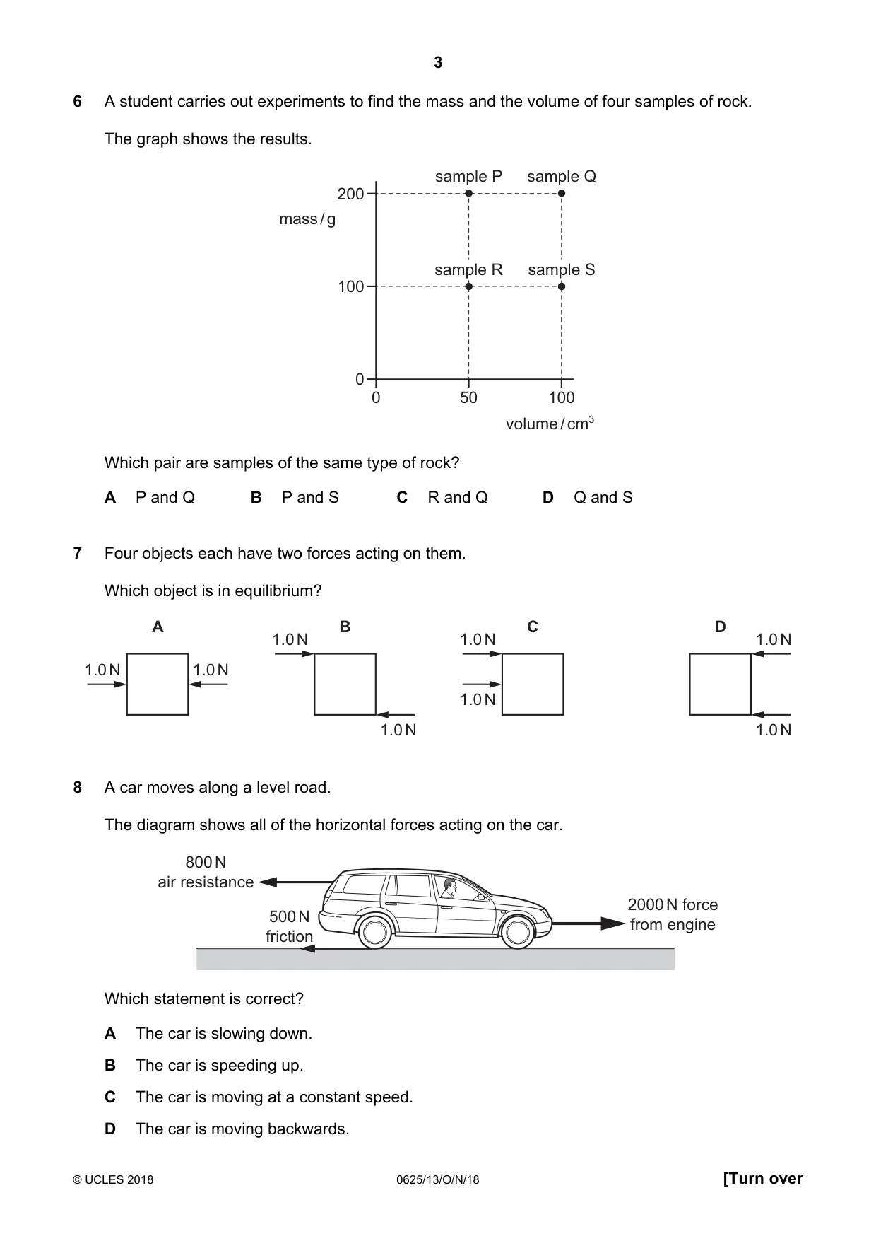 Cambridge IGCSE Physics 0625 2018 Oct/Nov Paper 1 · Variant 3 question paper, page 3 of 16
