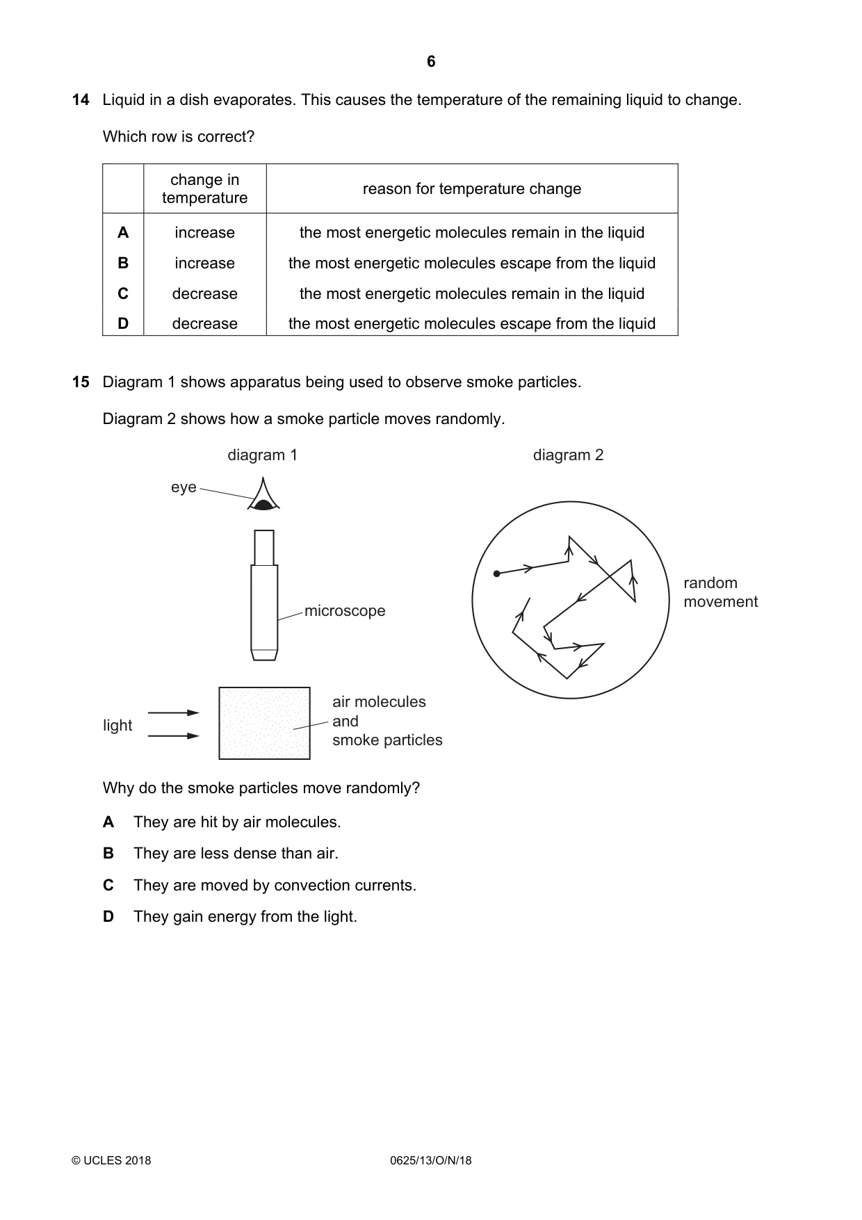Cambridge IGCSE Physics 0625 2018 Oct/Nov Paper 1 · Variant 3 question paper, page 6 of 16