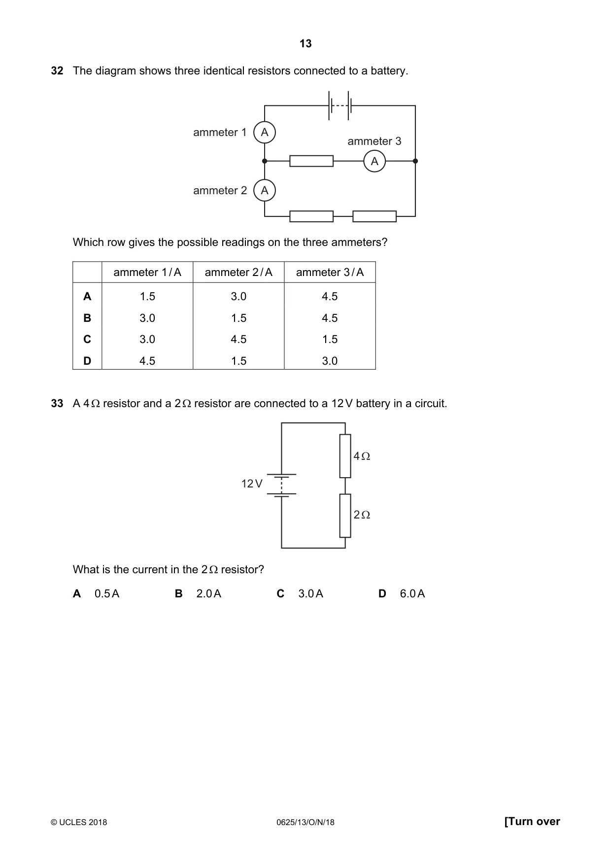 Cambridge IGCSE Physics 0625 2018 Oct/Nov Paper 1 · Variant 3 question paper, page 13 of 16