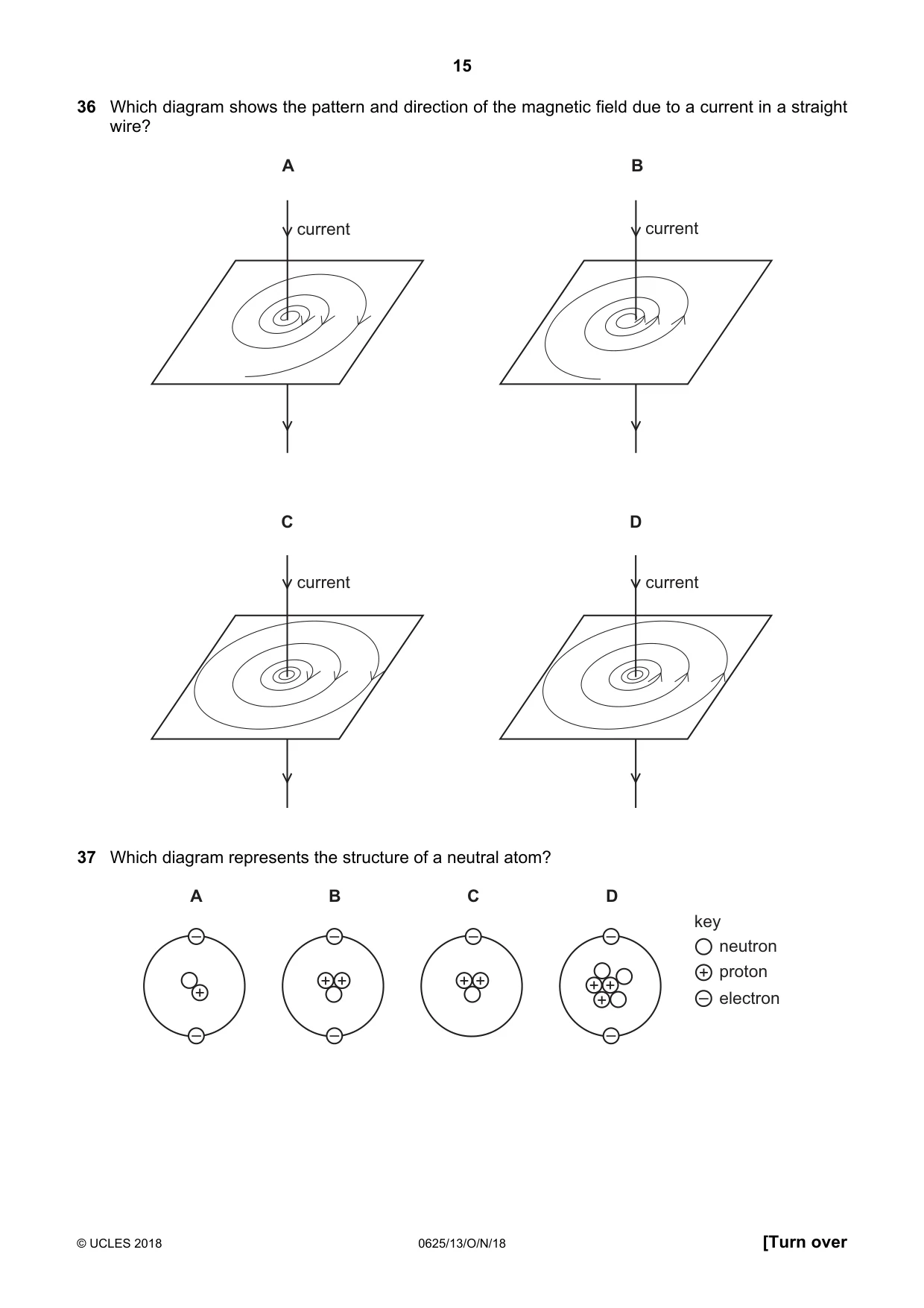 Cambridge IGCSE Physics 0625 2018 Oct/Nov Paper 1 · Variant 3 question paper, page 15 of 16