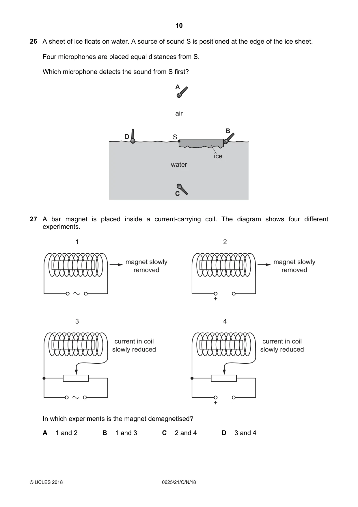 Cambridge IGCSE Physics 0625 2018 Oct/Nov Paper 2 · Variant 1 question paper, page 10 of 16