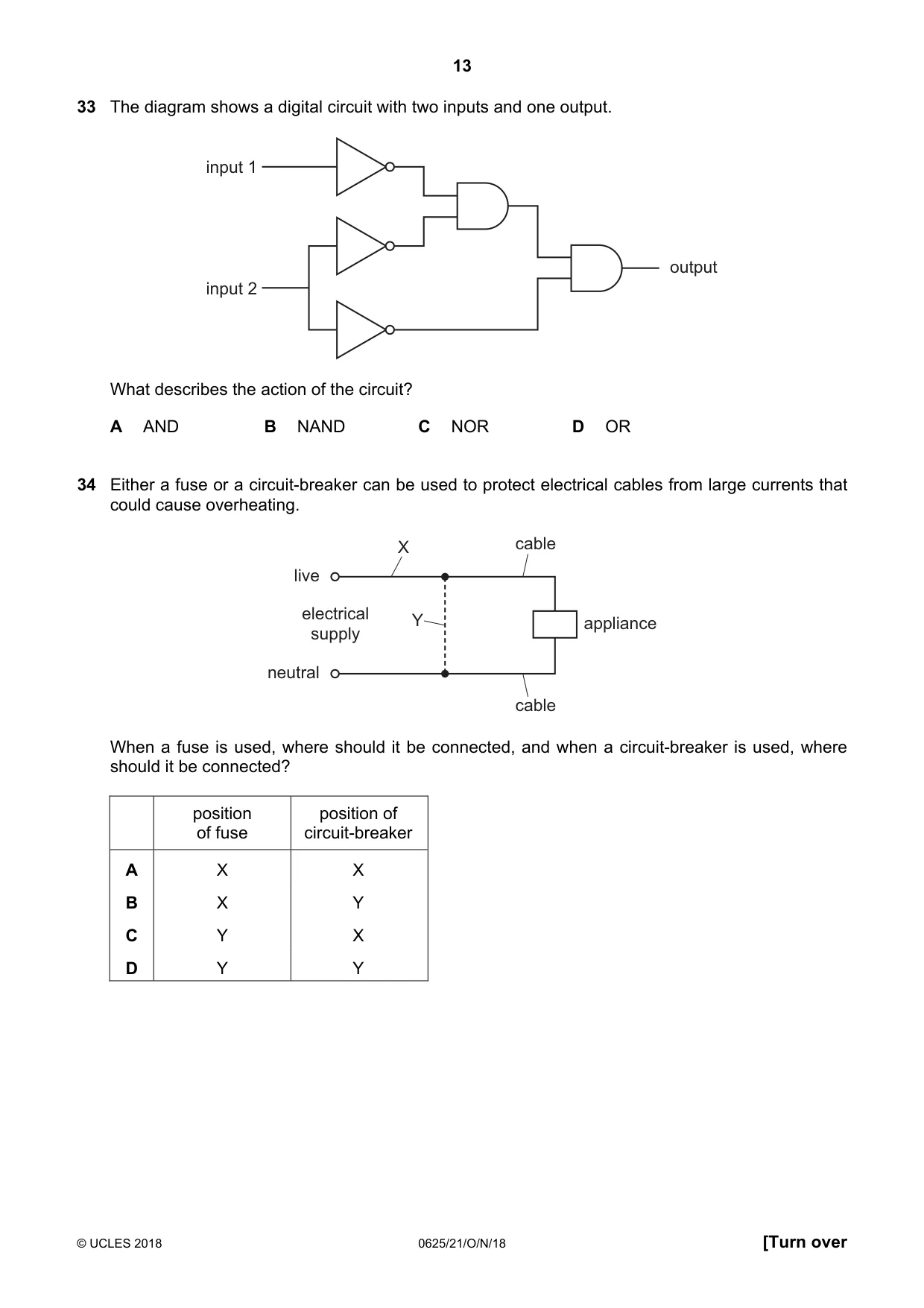 Cambridge IGCSE Physics 0625 2018 Oct/Nov Paper 2 · Variant 1 question paper, page 13 of 16