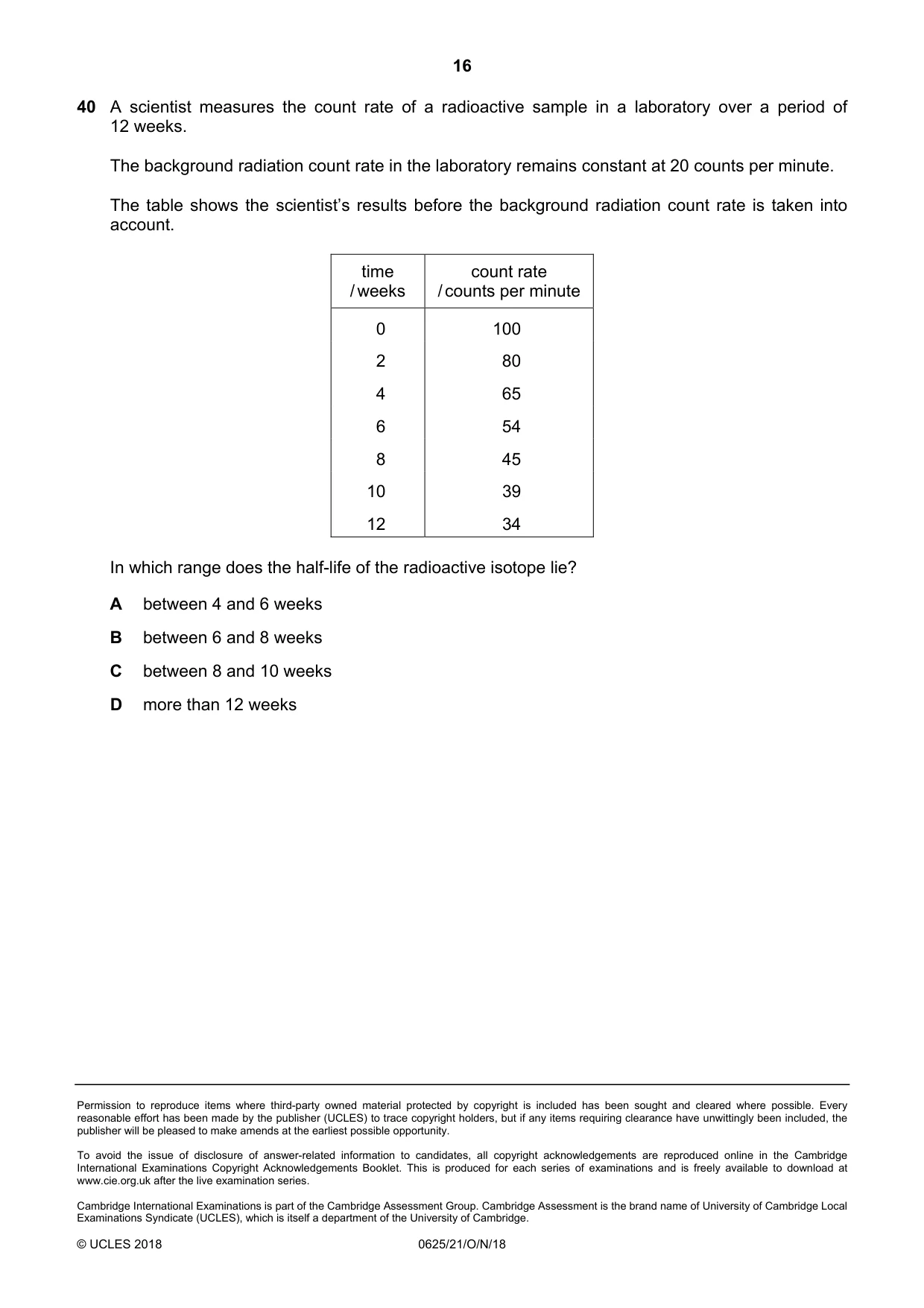 Cambridge IGCSE Physics 0625 2018 Oct/Nov Paper 2 · Variant 1 question paper, page 16 of 16