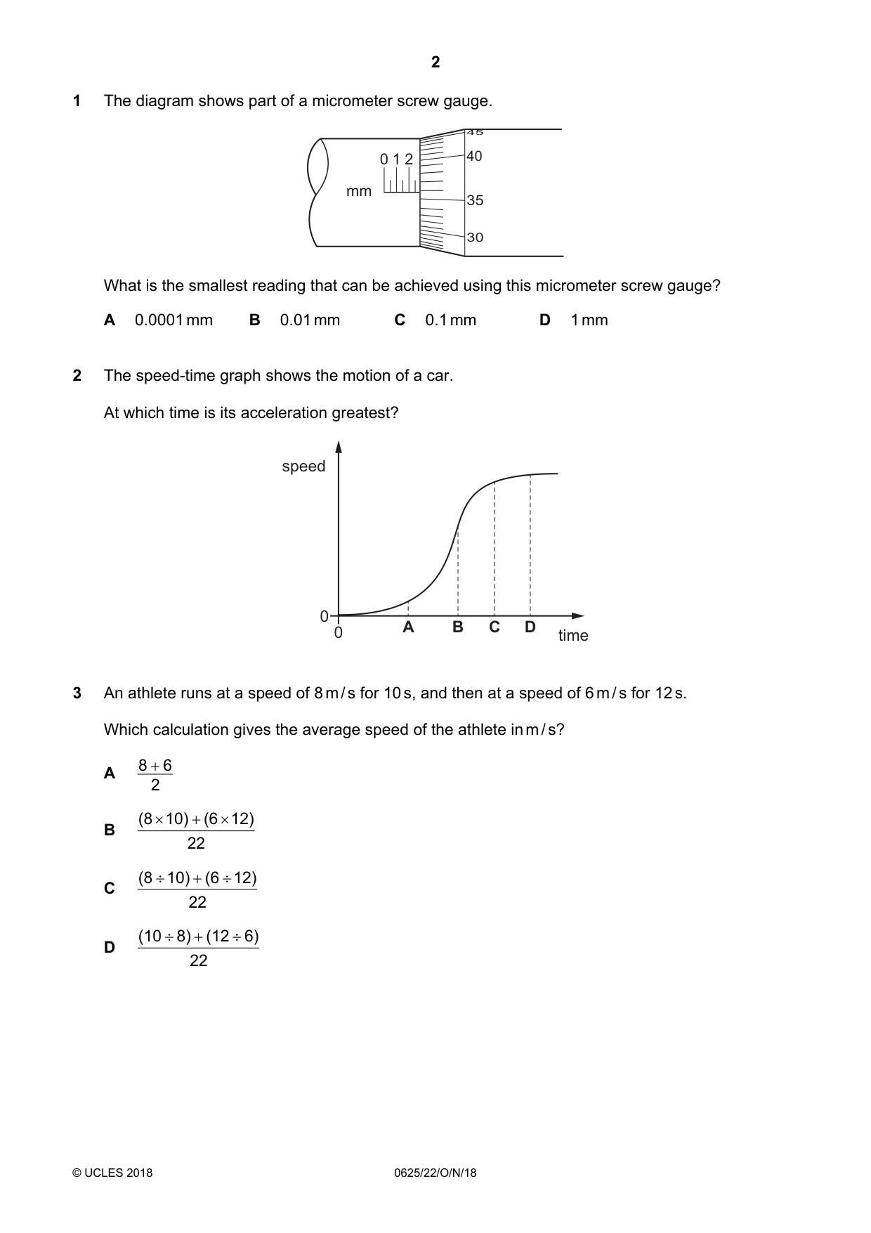 Cambridge IGCSE Physics 0625 2018 Oct/Nov Paper 2 · Variant 2 question paper, page 2 of 16