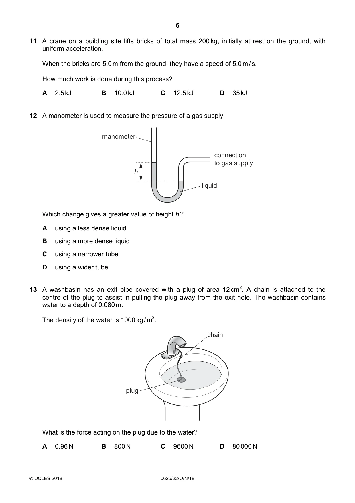 Cambridge IGCSE Physics 0625 2018 Oct/Nov Paper 2 · Variant 2 question paper, page 6 of 16