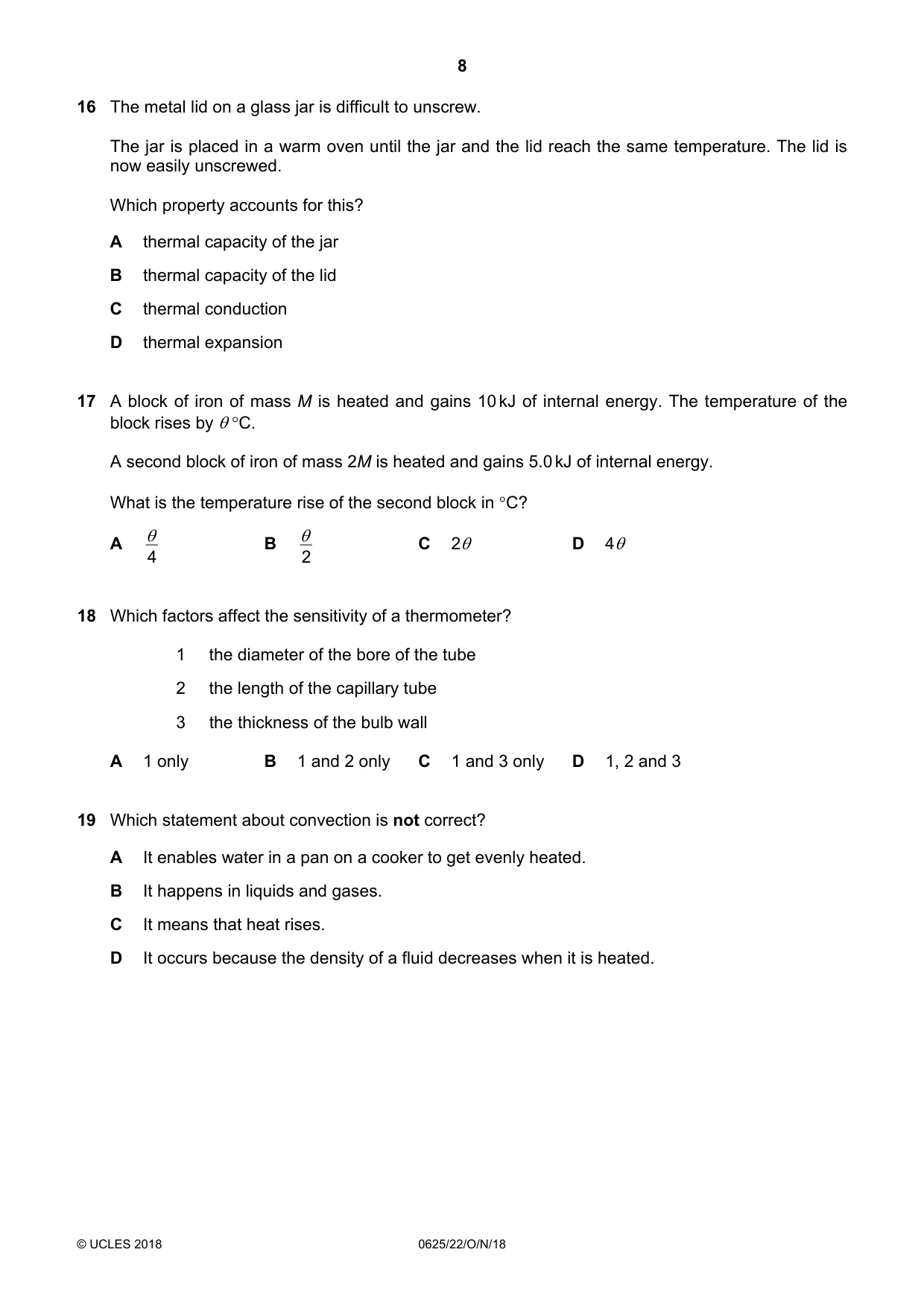 Cambridge IGCSE Physics 0625 2018 Oct/Nov Paper 2 · Variant 2 question paper, page 8 of 16