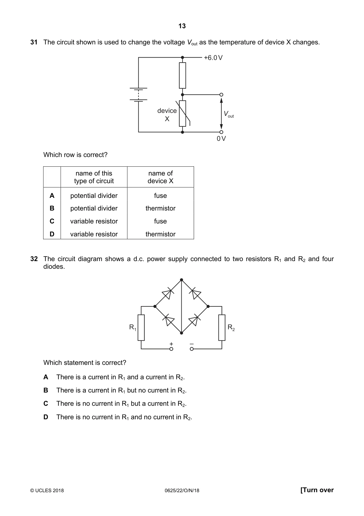 Cambridge IGCSE Physics 0625 2018 Oct/Nov Paper 2 · Variant 2 question paper, page 13 of 16