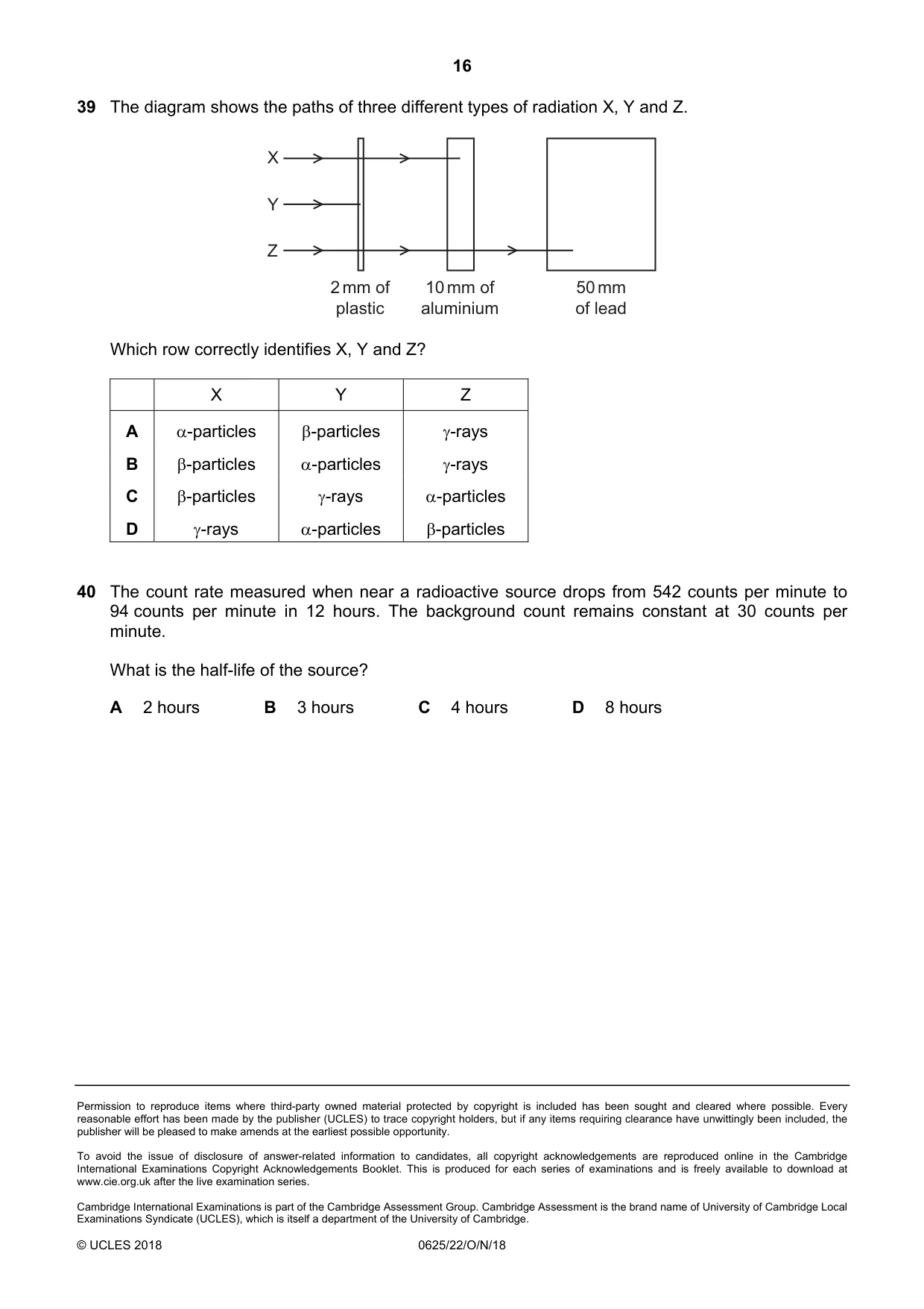 Cambridge IGCSE Physics 0625 2018 Oct/Nov Paper 2 · Variant 2 question paper, page 16 of 16