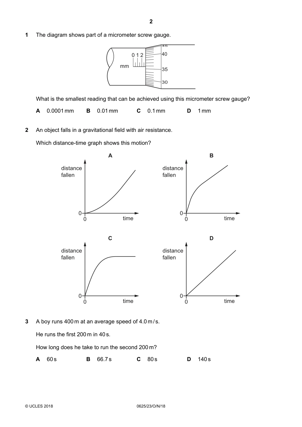 Cambridge IGCSE Physics 0625 2018 Oct/Nov Paper 2 · Variant 3 question paper, page 2 of 16