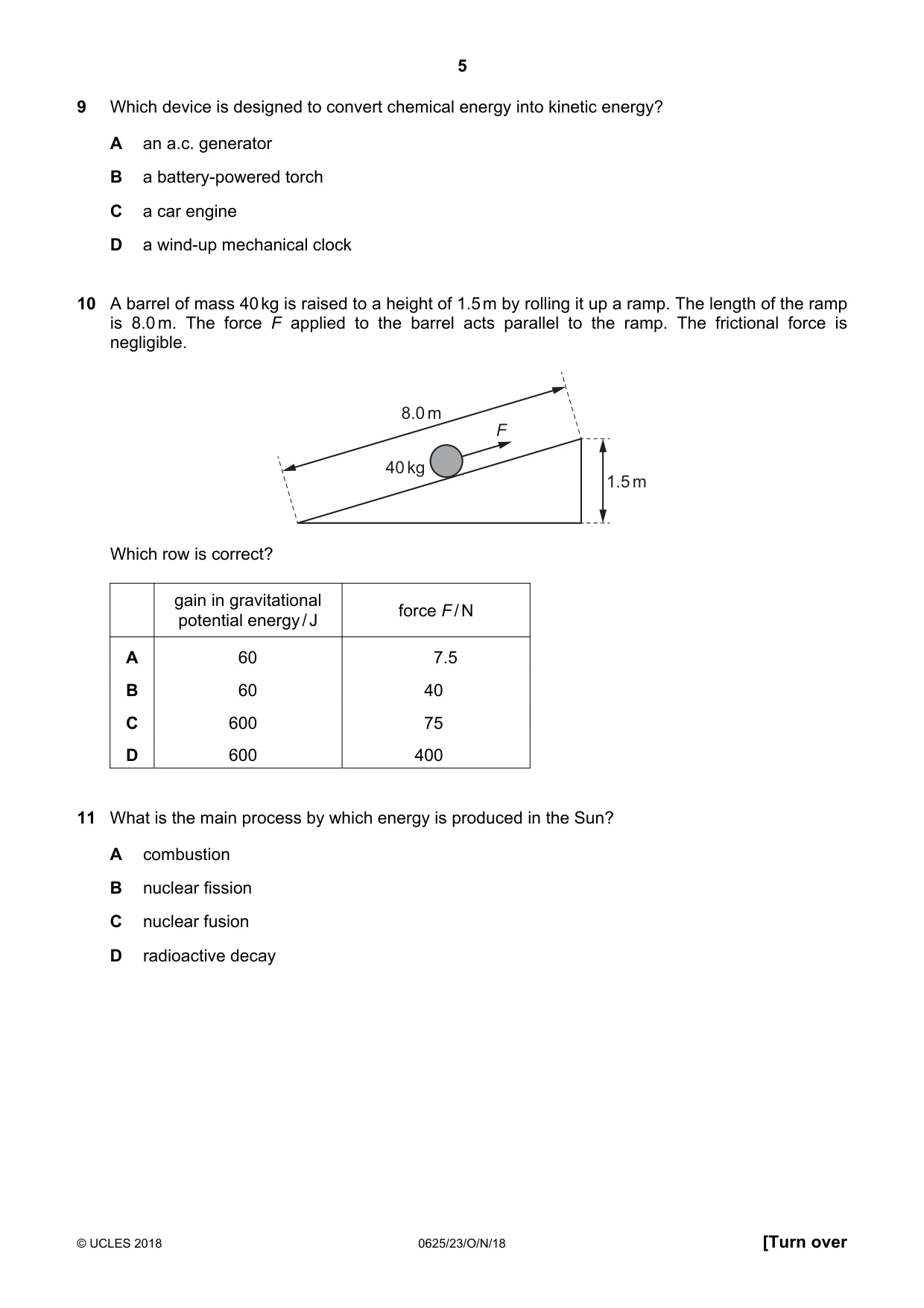 Cambridge IGCSE Physics 0625 2018 Oct/Nov Paper 2 · Variant 3 question paper, page 5 of 16