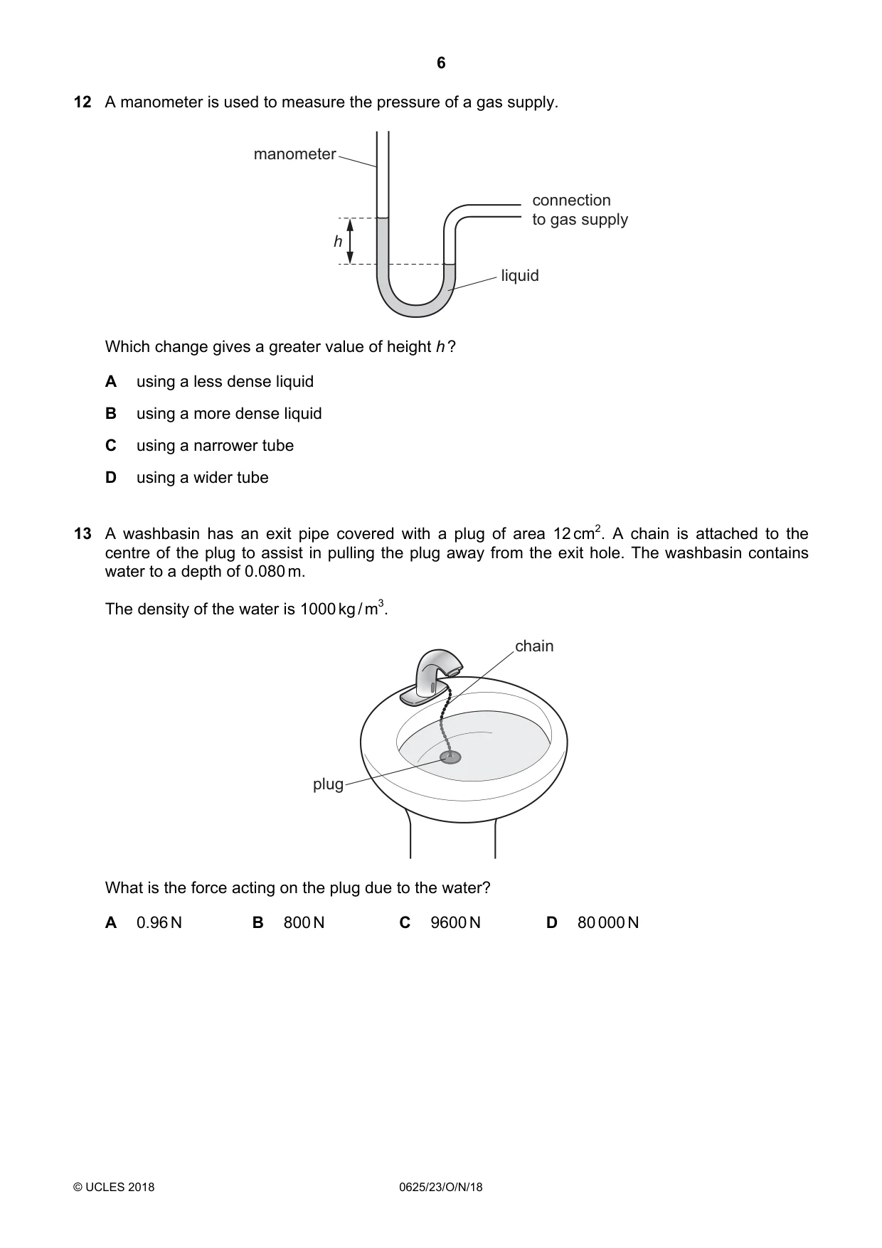 Cambridge IGCSE Physics 0625 2018 Oct/Nov Paper 2 · Variant 3 question paper, page 6 of 16