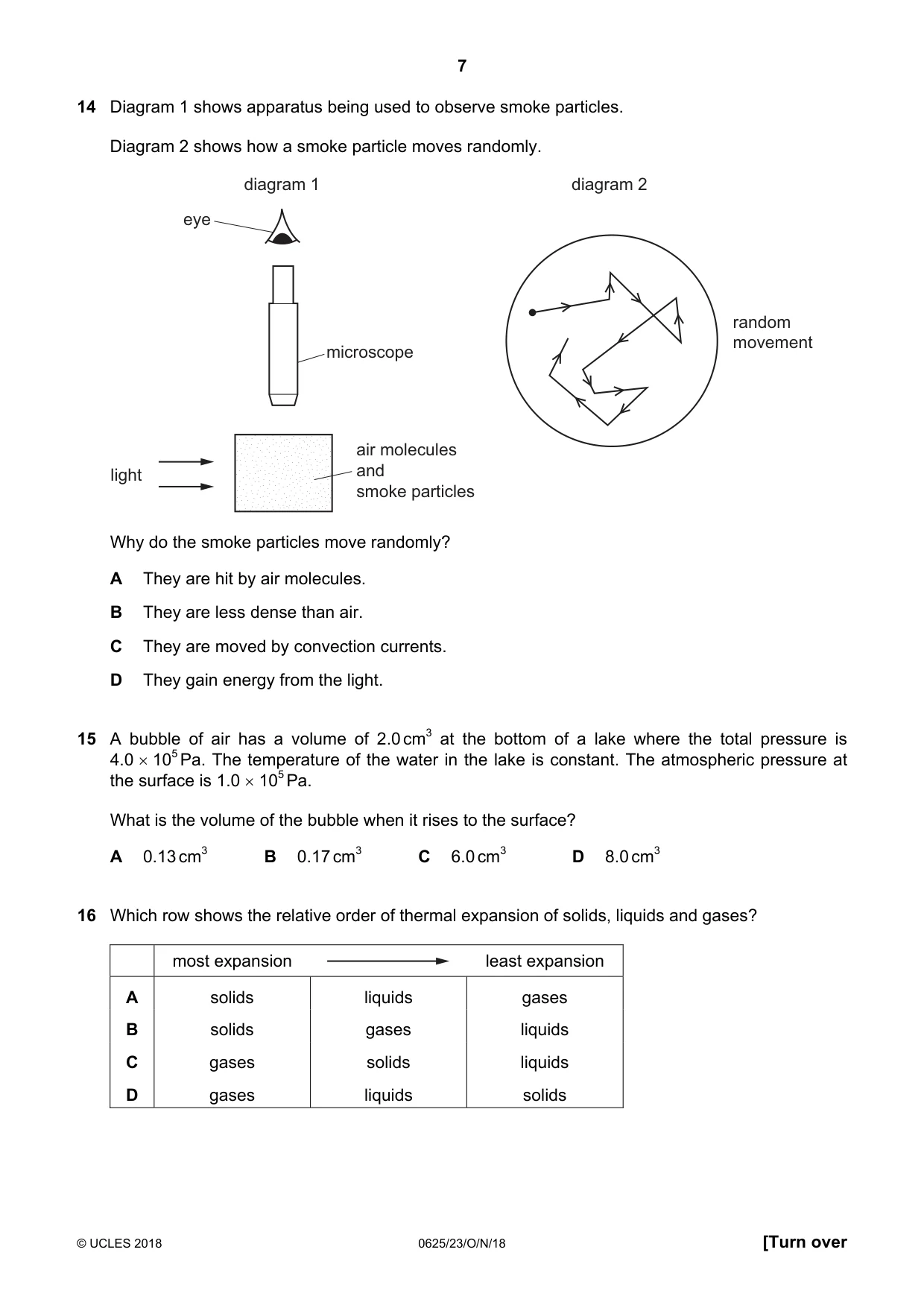Cambridge IGCSE Physics 0625 2018 Oct/Nov Paper 2 · Variant 3 question paper, page 7 of 16
