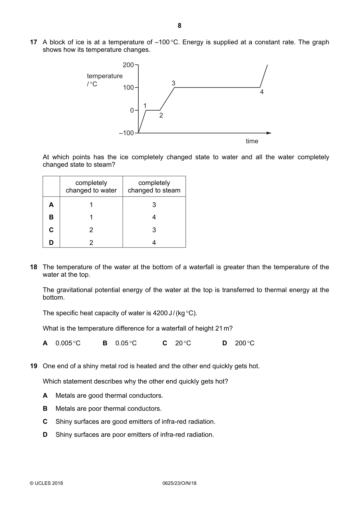 Cambridge IGCSE Physics 0625 2018 Oct/Nov Paper 2 · Variant 3 question paper, page 8 of 16