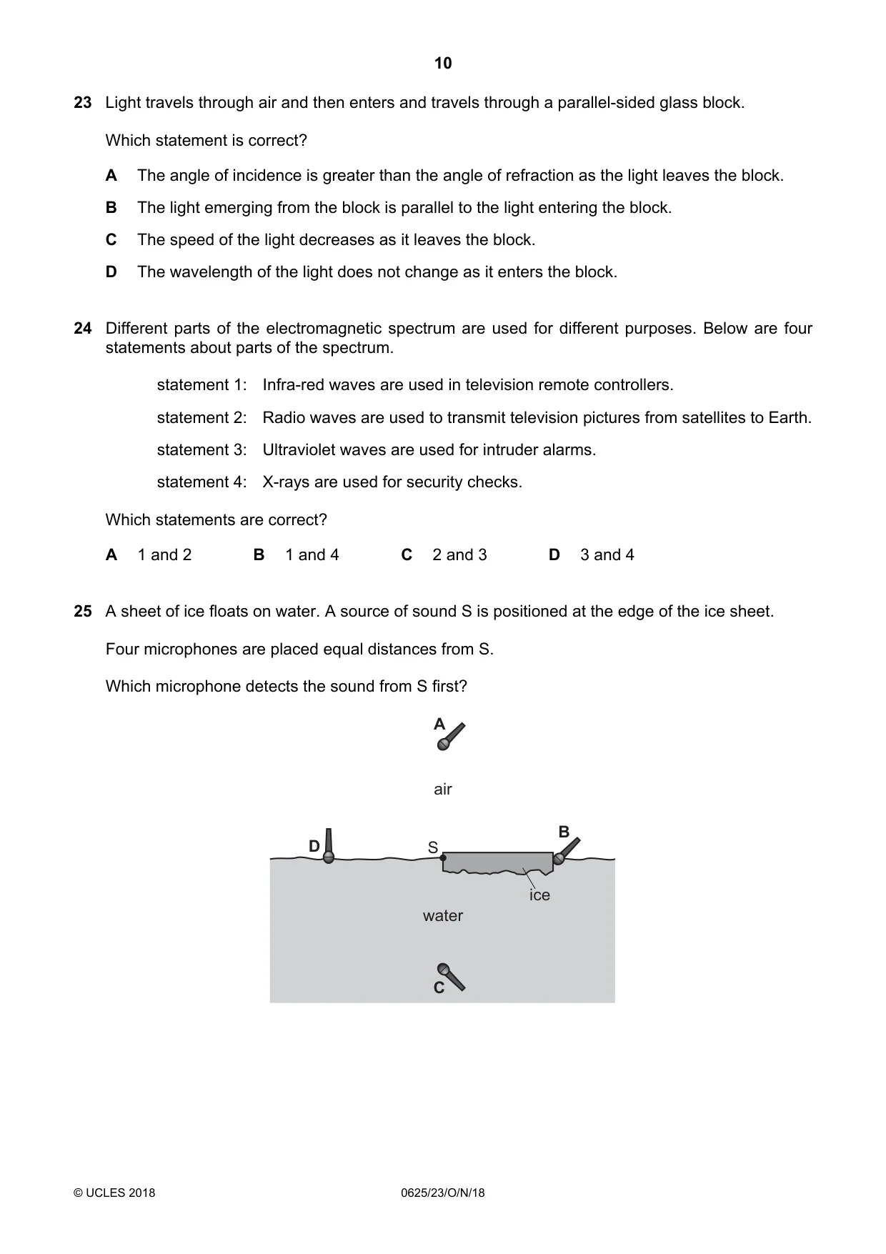Cambridge IGCSE Physics 0625 2018 Oct/Nov Paper 2 · Variant 3 question paper, page 10 of 16