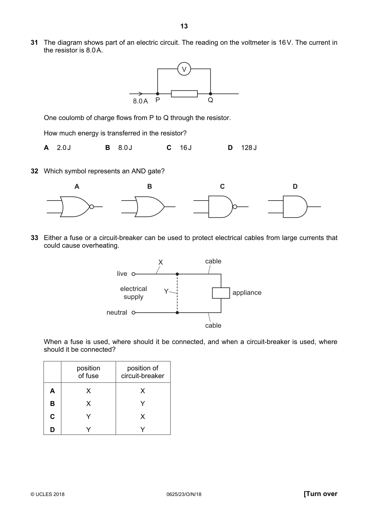 Cambridge IGCSE Physics 0625 2018 Oct/Nov Paper 2 · Variant 3 question paper, page 13 of 16