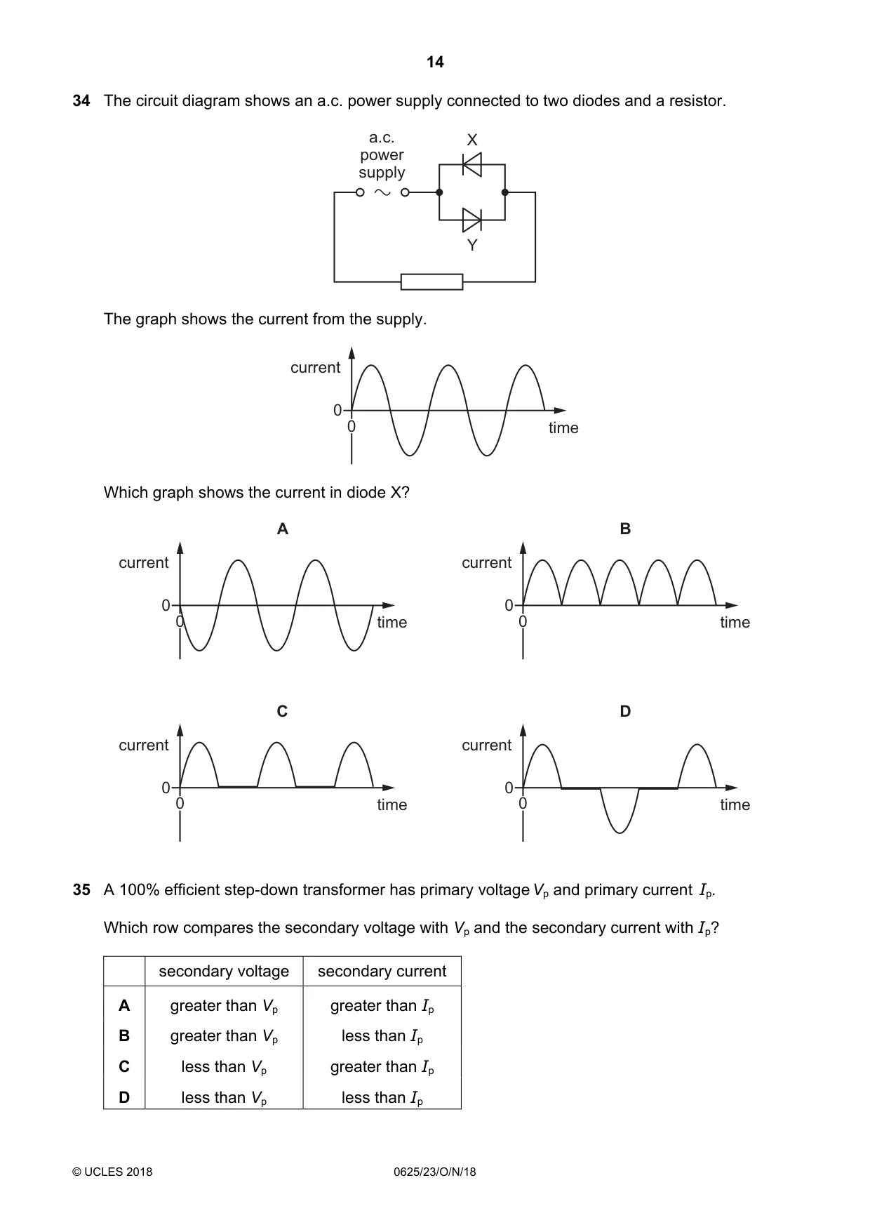Cambridge IGCSE Physics 0625 2018 Oct/Nov Paper 2 · Variant 3 question paper, page 14 of 16