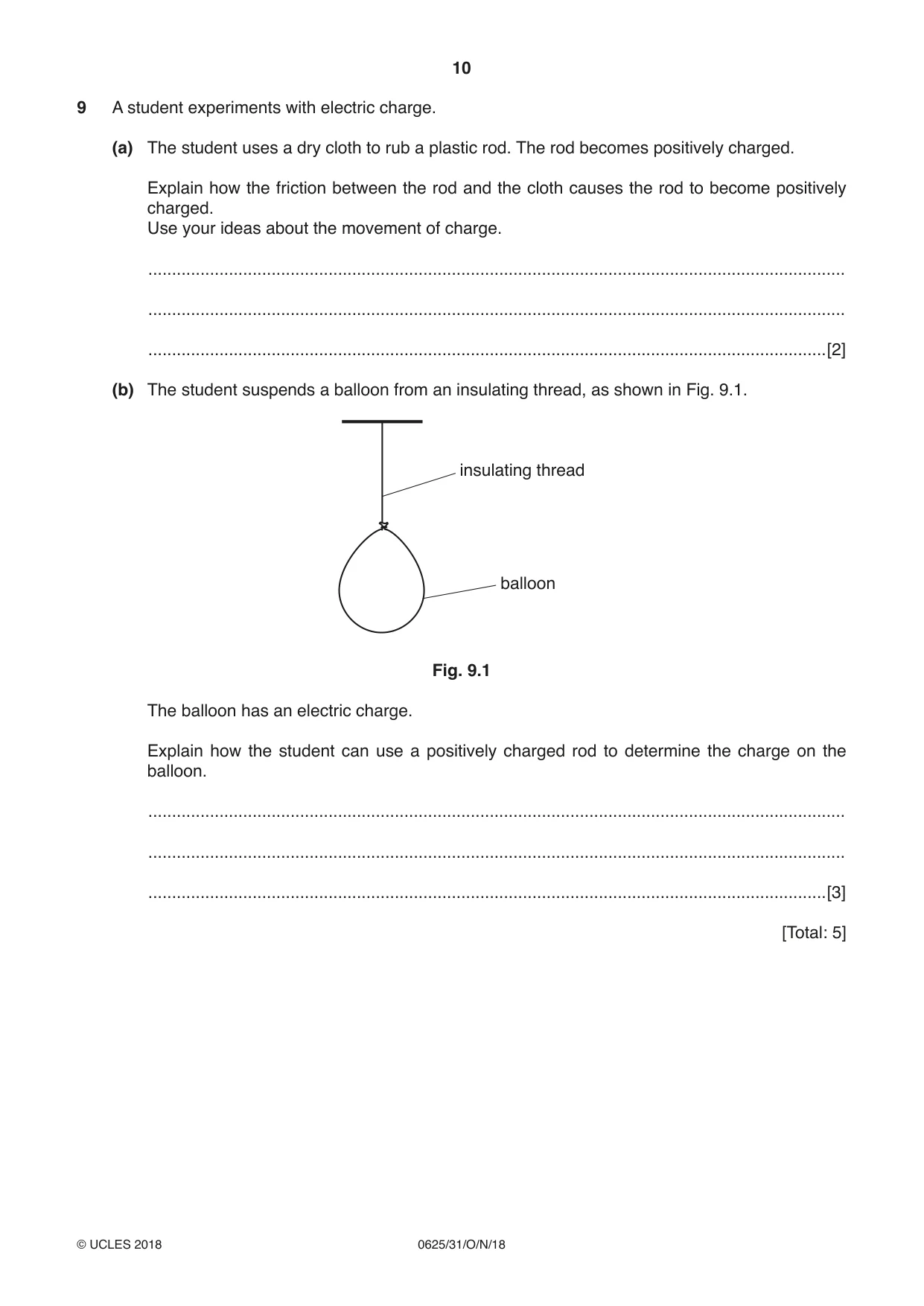 Cambridge IGCSE Physics 0625 2018 Oct/Nov Paper 3 · Variant 1 question paper, page 10 of 16