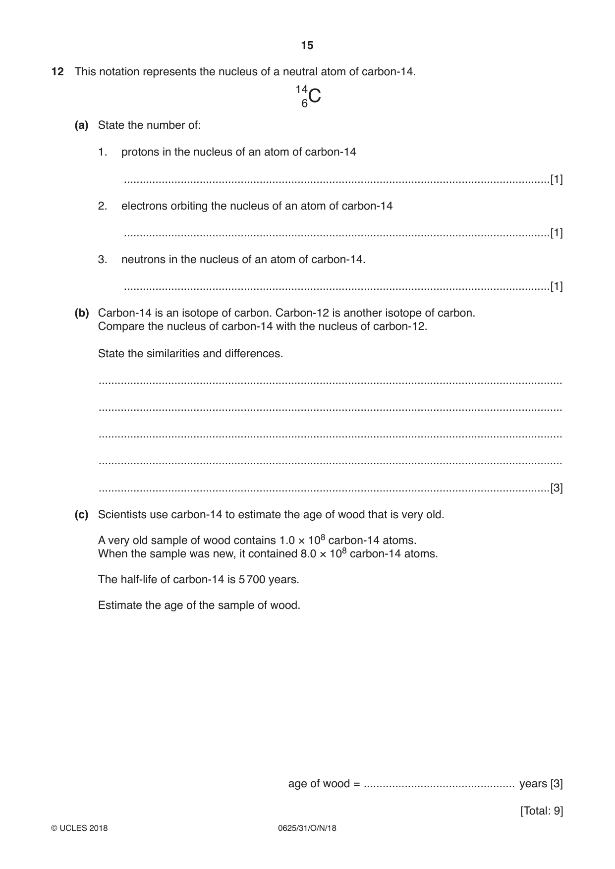 Cambridge IGCSE Physics 0625 2018 Oct/Nov Paper 3 · Variant 1 question paper, page 15 of 16