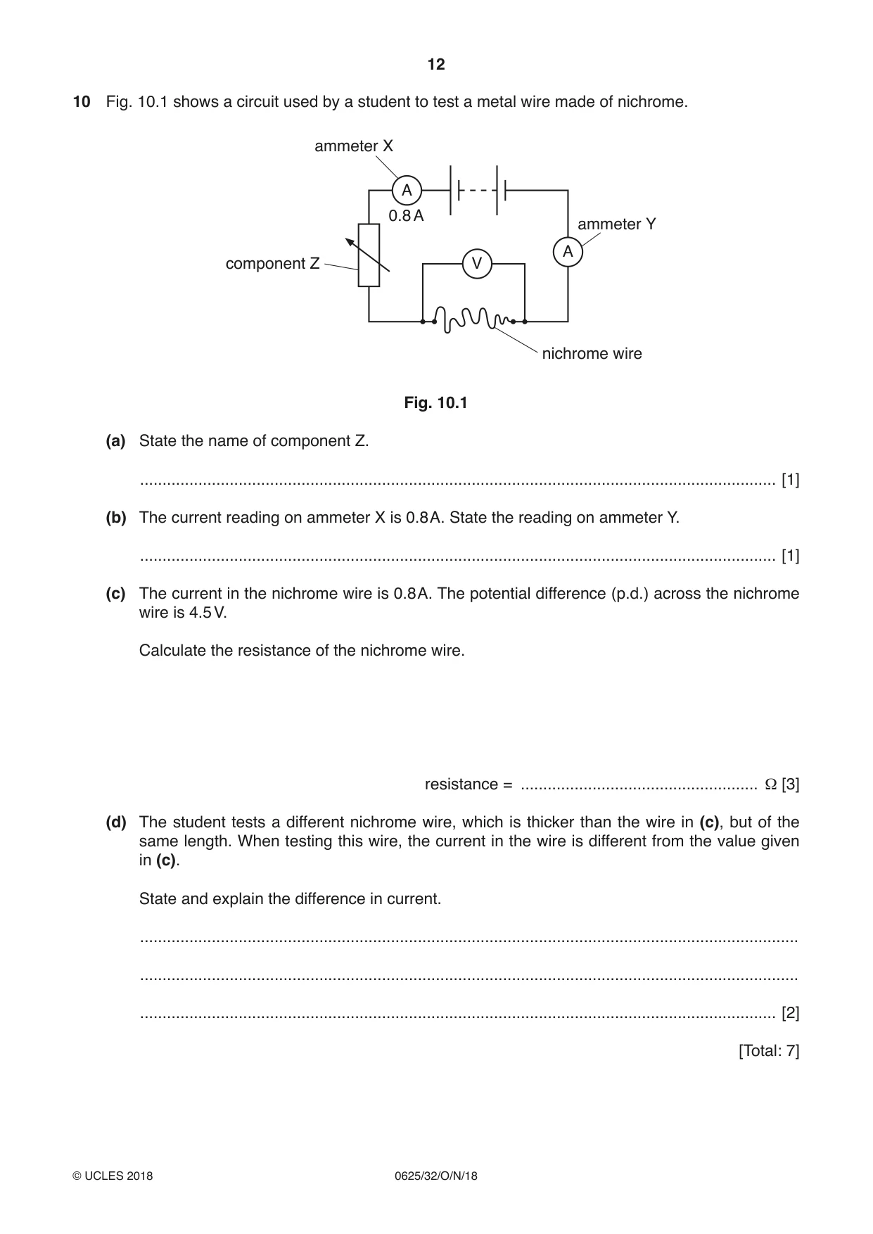 Cambridge IGCSE Physics 0625 2018 Oct/Nov Paper 3 · Variant 2 question paper, page 12 of 16
