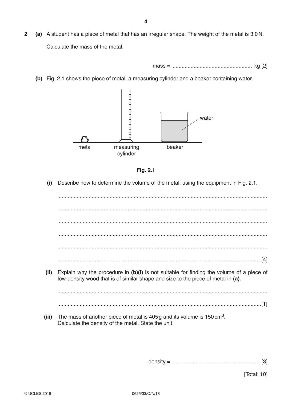 Cambridge IGCSE Physics 0625 2018 Oct/Nov Paper 3 · Variant 3 question paper, page 4 of 16