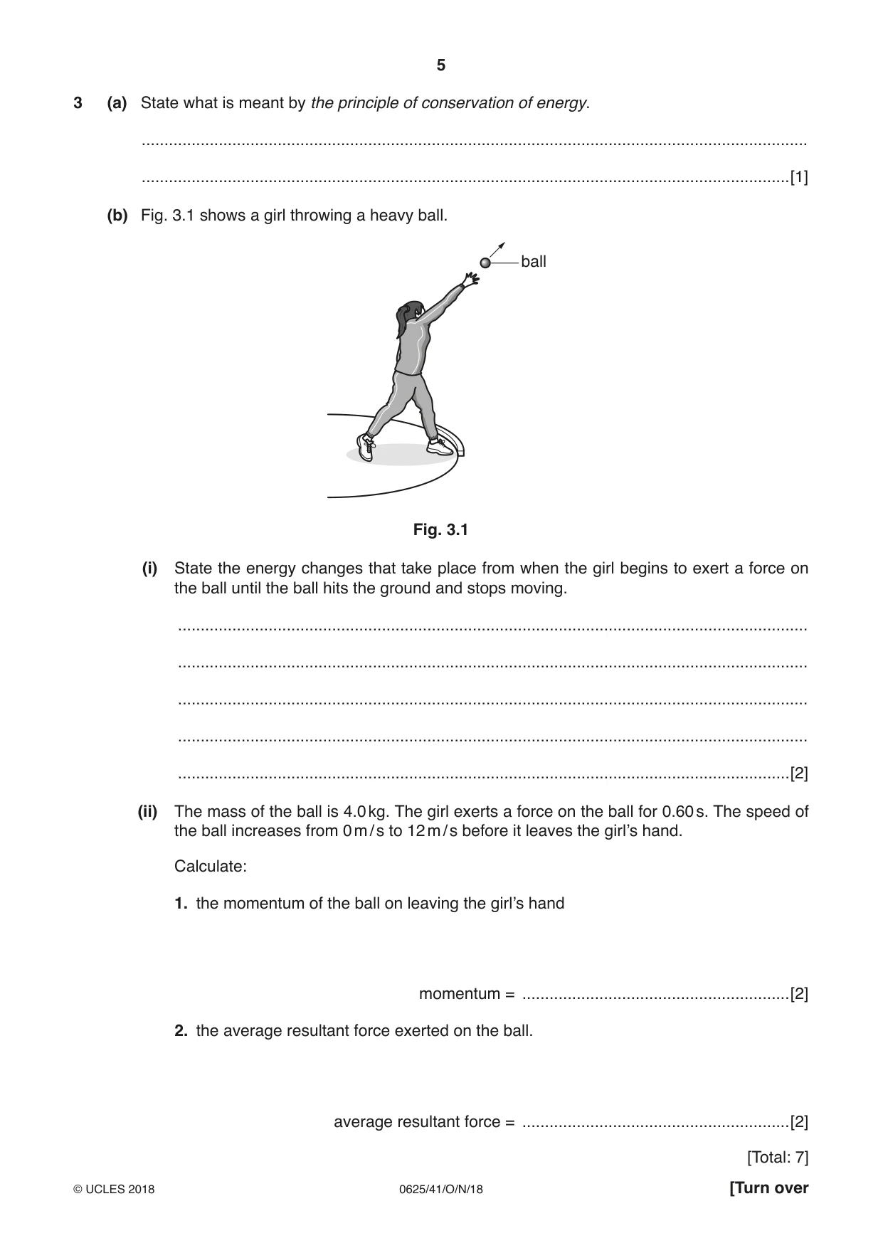 Cambridge IGCSE Physics 0625 2018 Oct/Nov Paper 4 · Variant 1 question paper, page 5 of 16