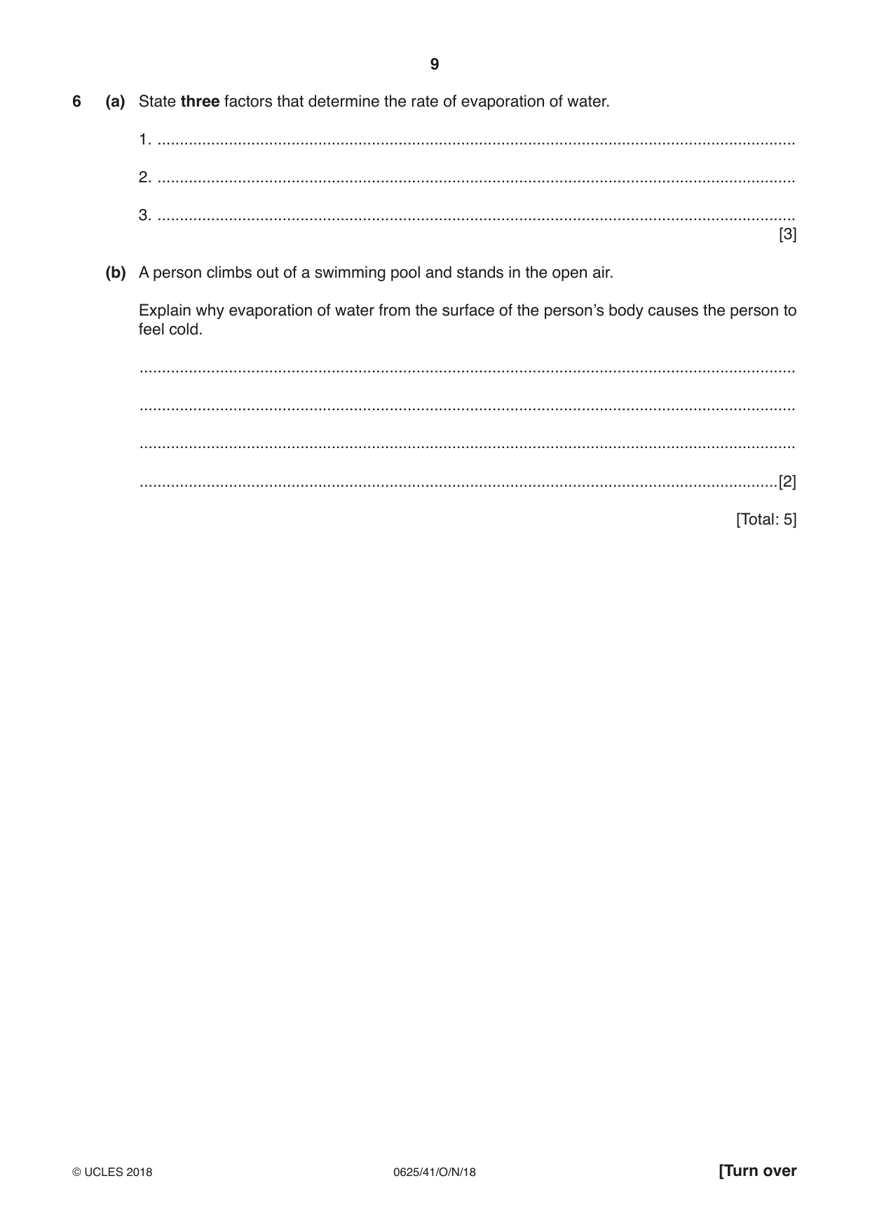 Cambridge IGCSE Physics 0625 2018 Oct/Nov Paper 4 · Variant 1 question paper, page 9 of 16