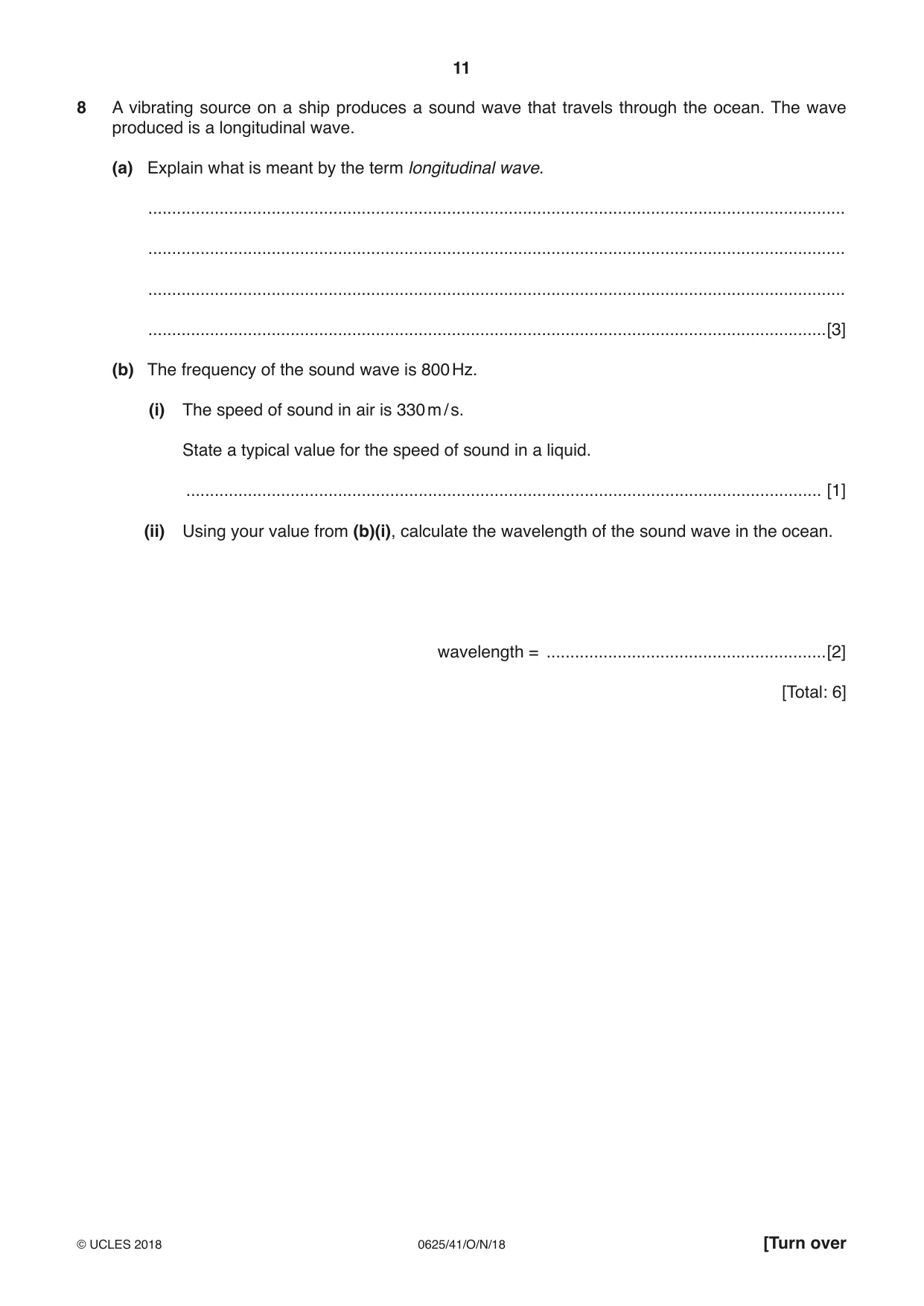 Cambridge IGCSE Physics 0625 2018 Oct/Nov Paper 4 · Variant 1 question paper, page 11 of 16