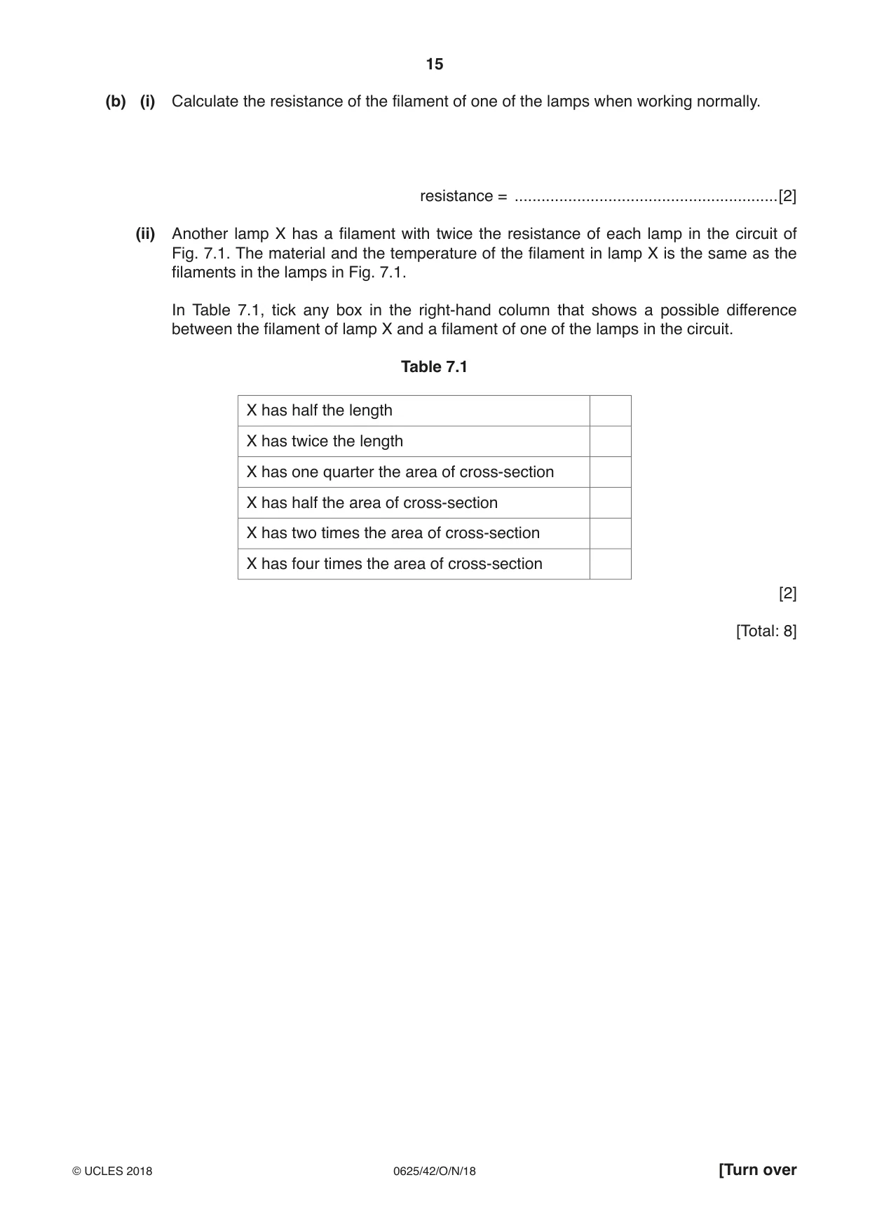 Cambridge IGCSE Physics 0625 2018 Oct/Nov Paper 4 · Variant 2 question paper, page 15 of 20