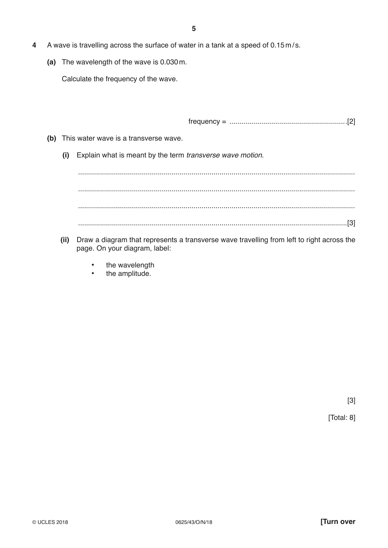 Cambridge IGCSE Physics 0625 2018 Oct/Nov Paper 4 · Variant 3 question paper, page 5 of 16