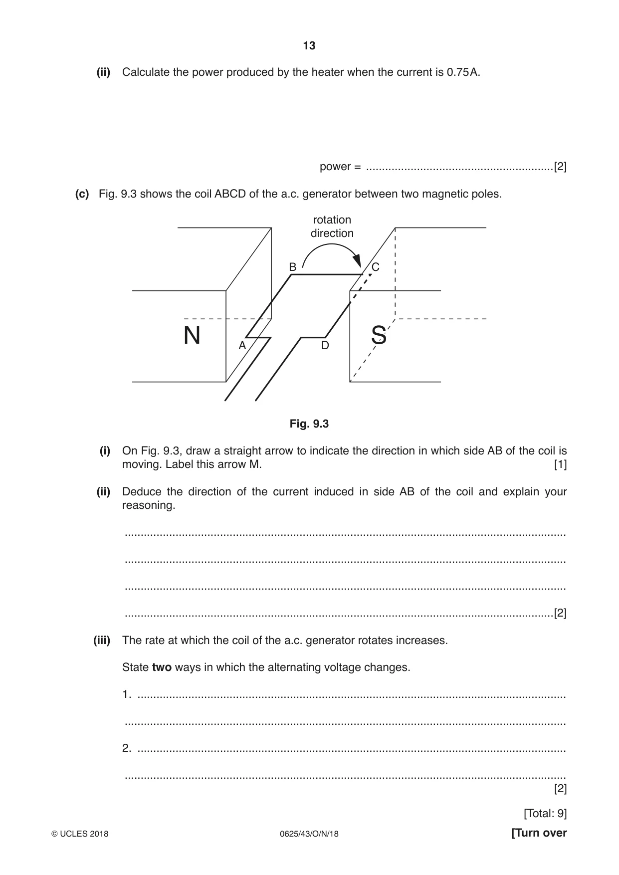 Cambridge IGCSE Physics 0625 2018 Oct/Nov Paper 4 · Variant 3 question paper, page 13 of 16