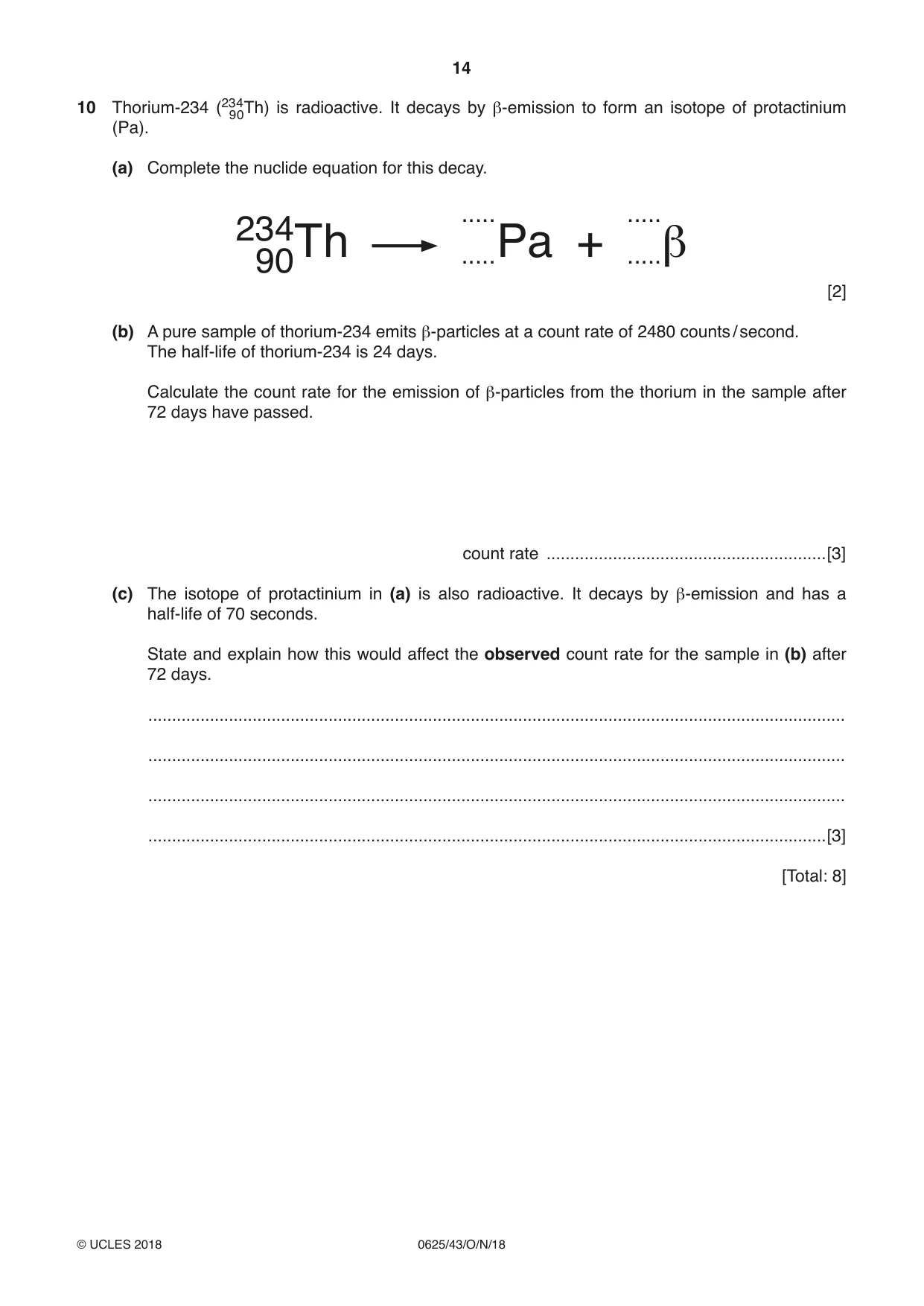 Cambridge IGCSE Physics 0625 2018 Oct/Nov Paper 4 · Variant 3 question paper, page 14 of 16