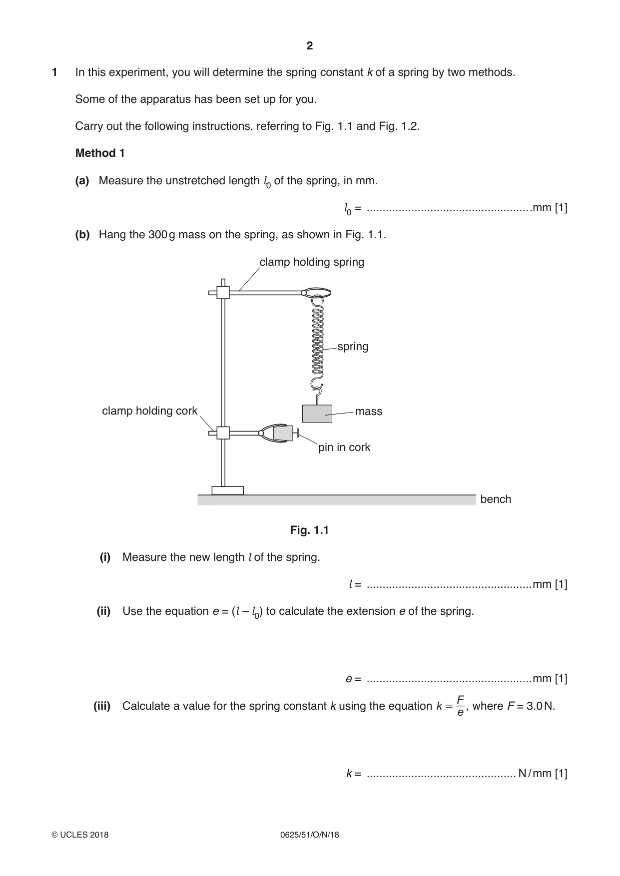 Cambridge IGCSE Physics 0625 2018 Oct/Nov Paper 5 · Variant 1 question paper, page 2 of 16