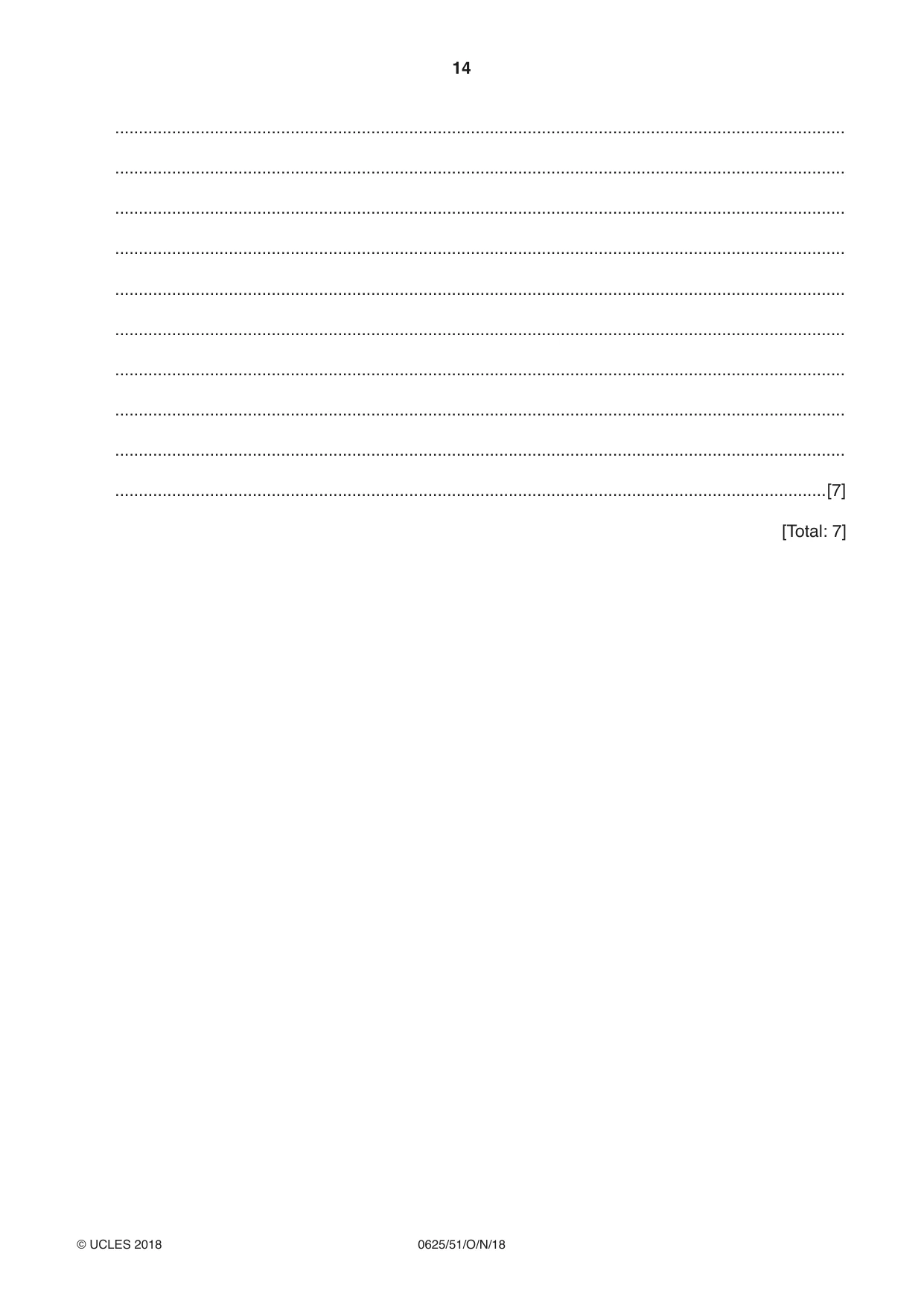 Cambridge IGCSE Physics 0625 2018 Oct/Nov Paper 5 · Variant 1 question paper, page 14 of 16