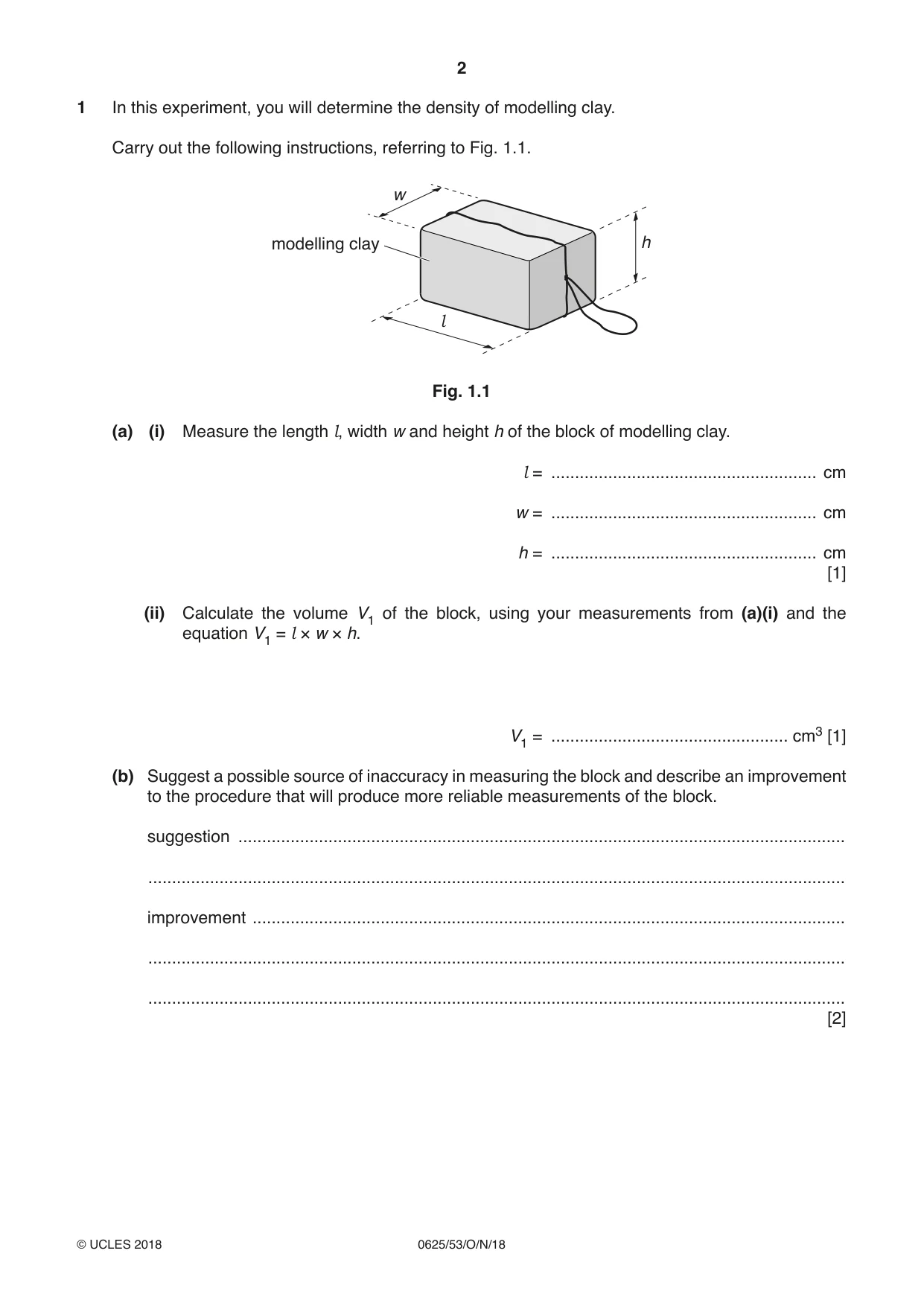 Cambridge IGCSE Physics 0625 2018 Oct/Nov Paper 5 · Variant 3 question paper, page 2 of 16