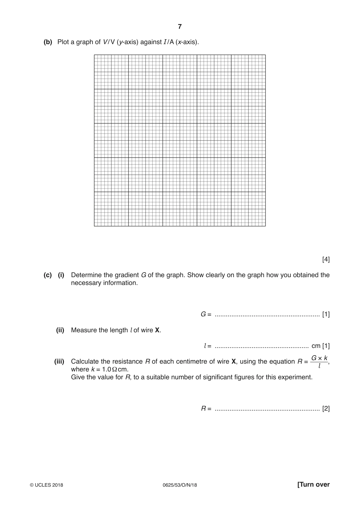 Cambridge IGCSE Physics 0625 2018 Oct/Nov Paper 5 · Variant 3 question paper, page 7 of 16