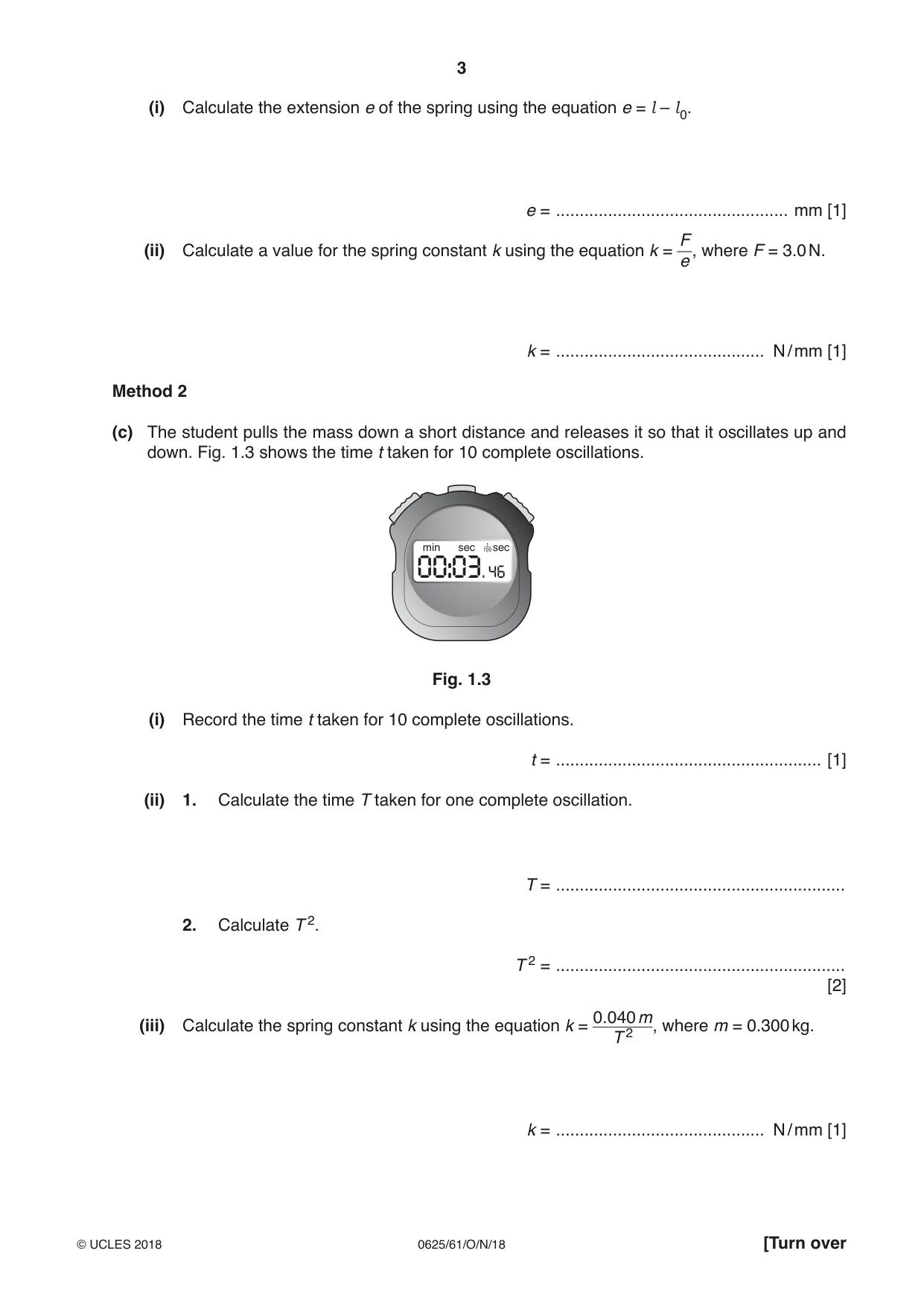 Cambridge IGCSE Physics 0625 2018 Oct/Nov Paper 6 · Variant 1 question paper, page 3 of 16