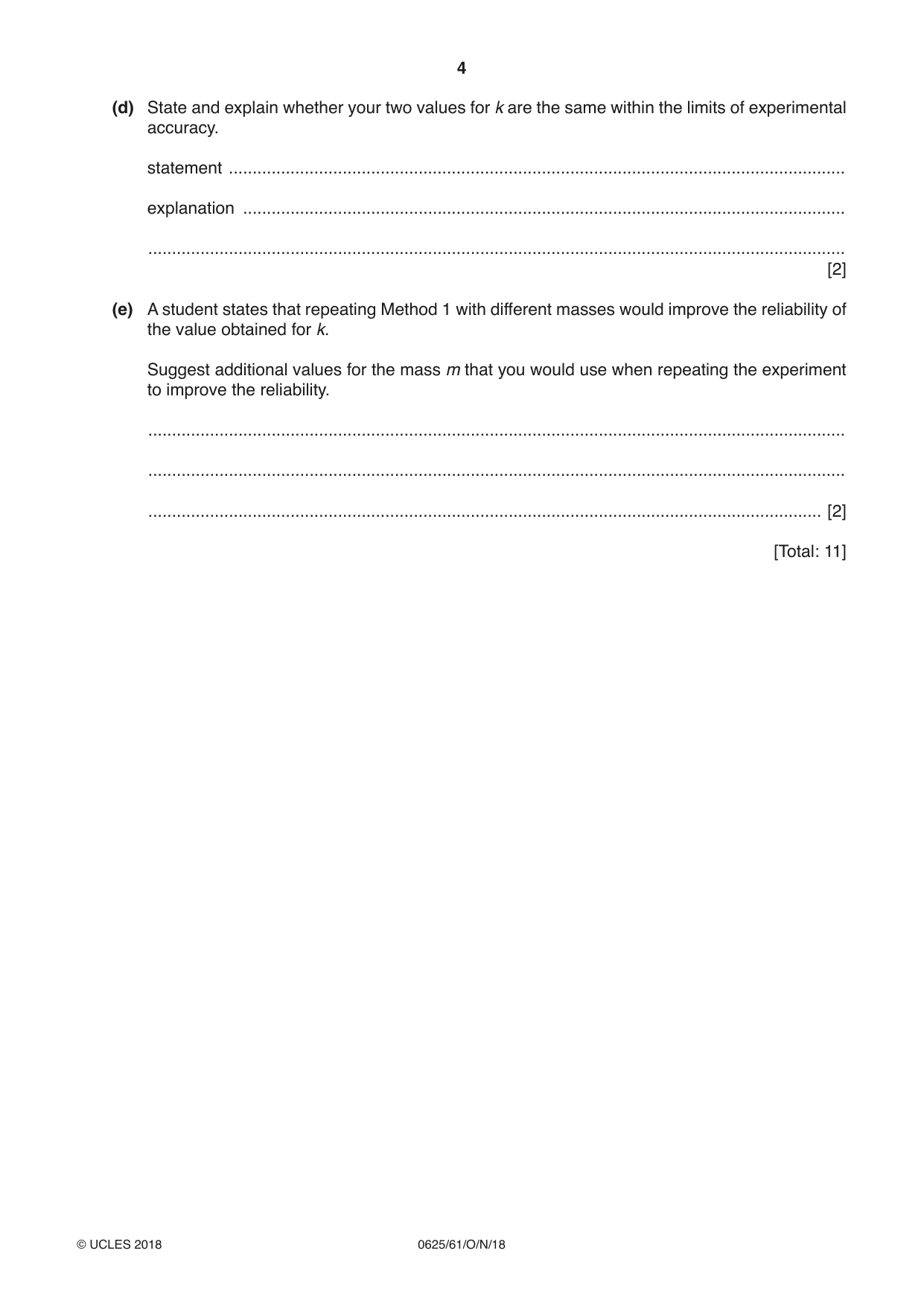 Cambridge IGCSE Physics 0625 2018 Oct/Nov Paper 6 · Variant 1 question paper, page 4 of 16
