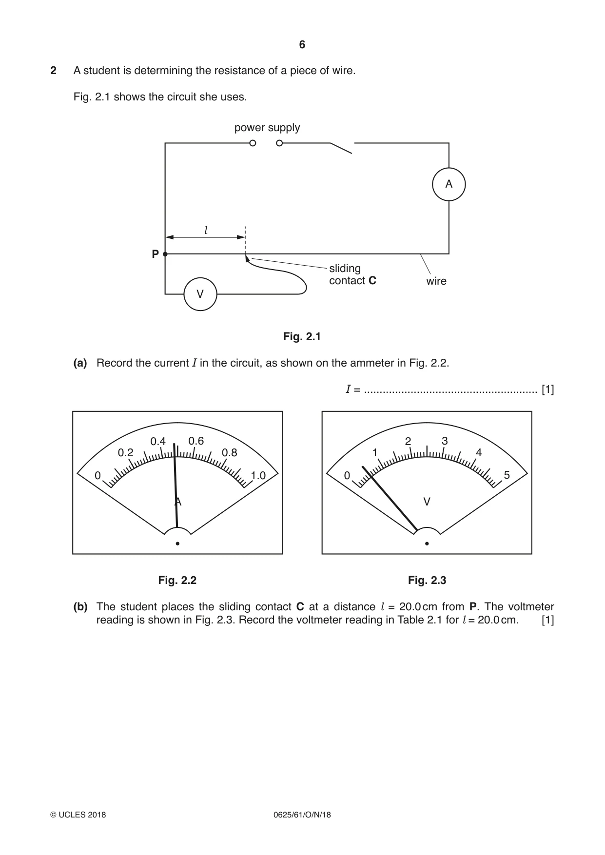 Cambridge IGCSE Physics 0625 2018 Oct/Nov Paper 6 · Variant 1 question paper, page 6 of 16
