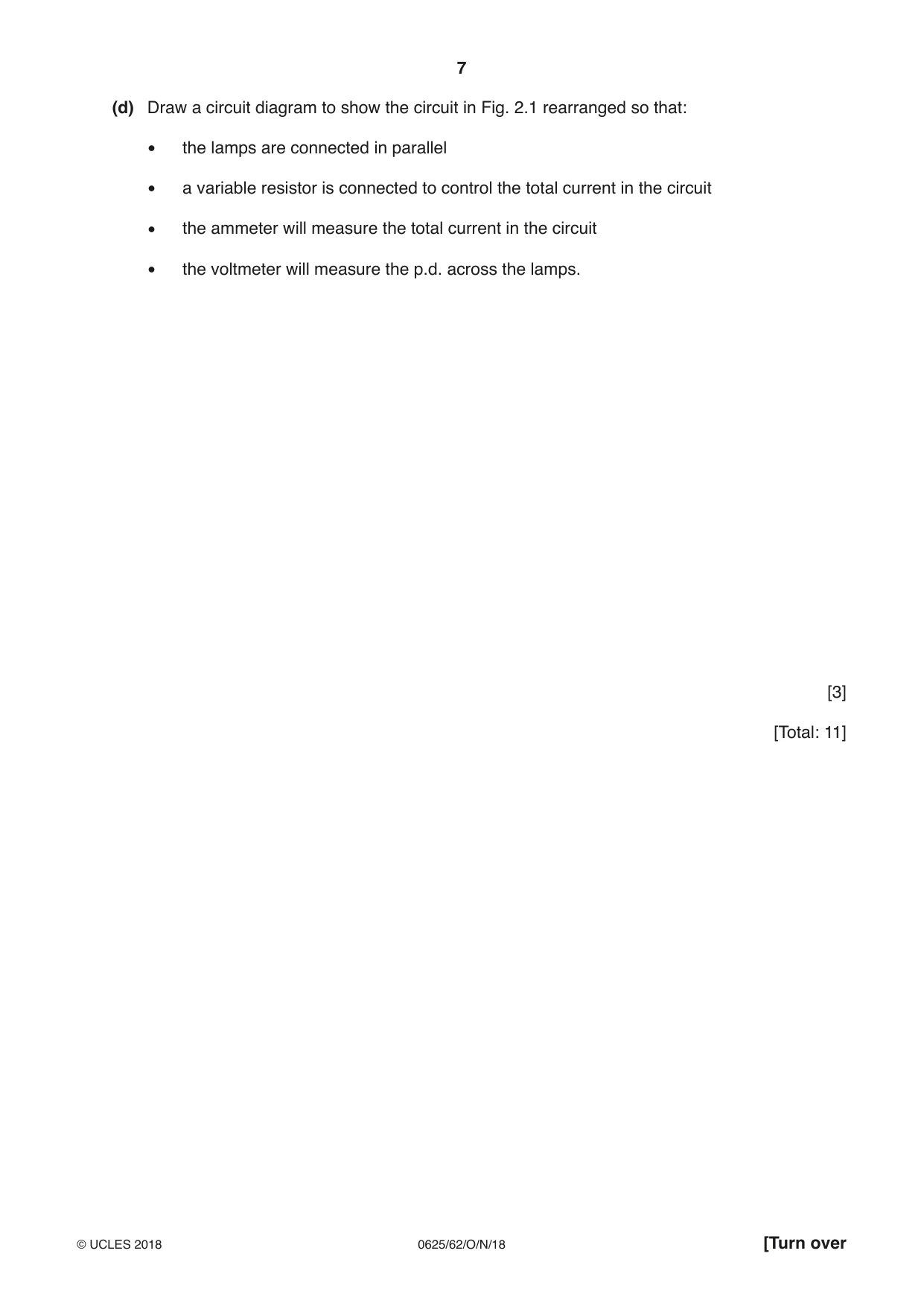 Cambridge IGCSE Physics 0625 2018 Oct/Nov Paper 6 · Variant 2 question paper, page 7 of 12