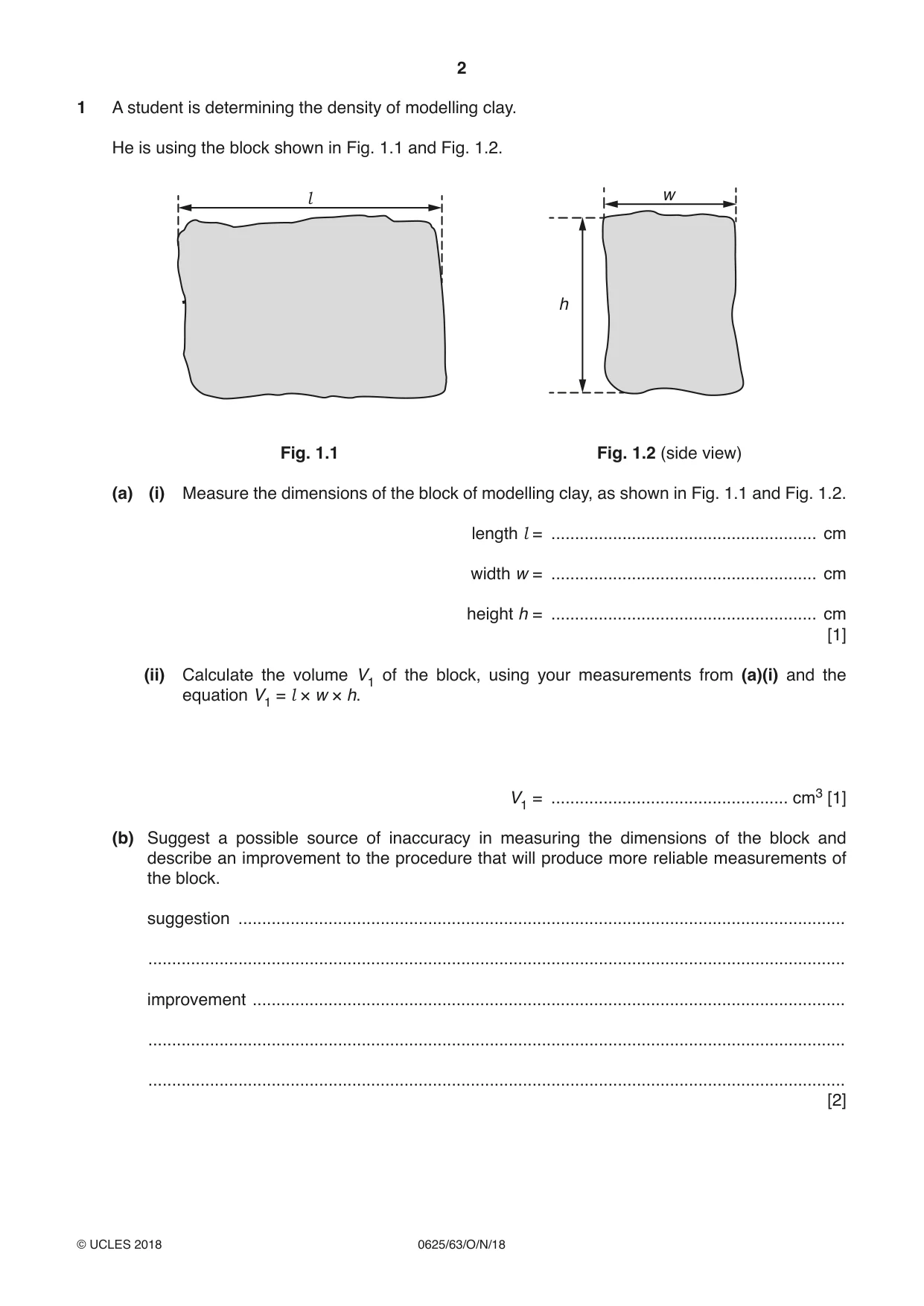 Cambridge IGCSE Physics 0625 2018 Oct/Nov Paper 6 · Variant 3 question paper, page 2 of 16