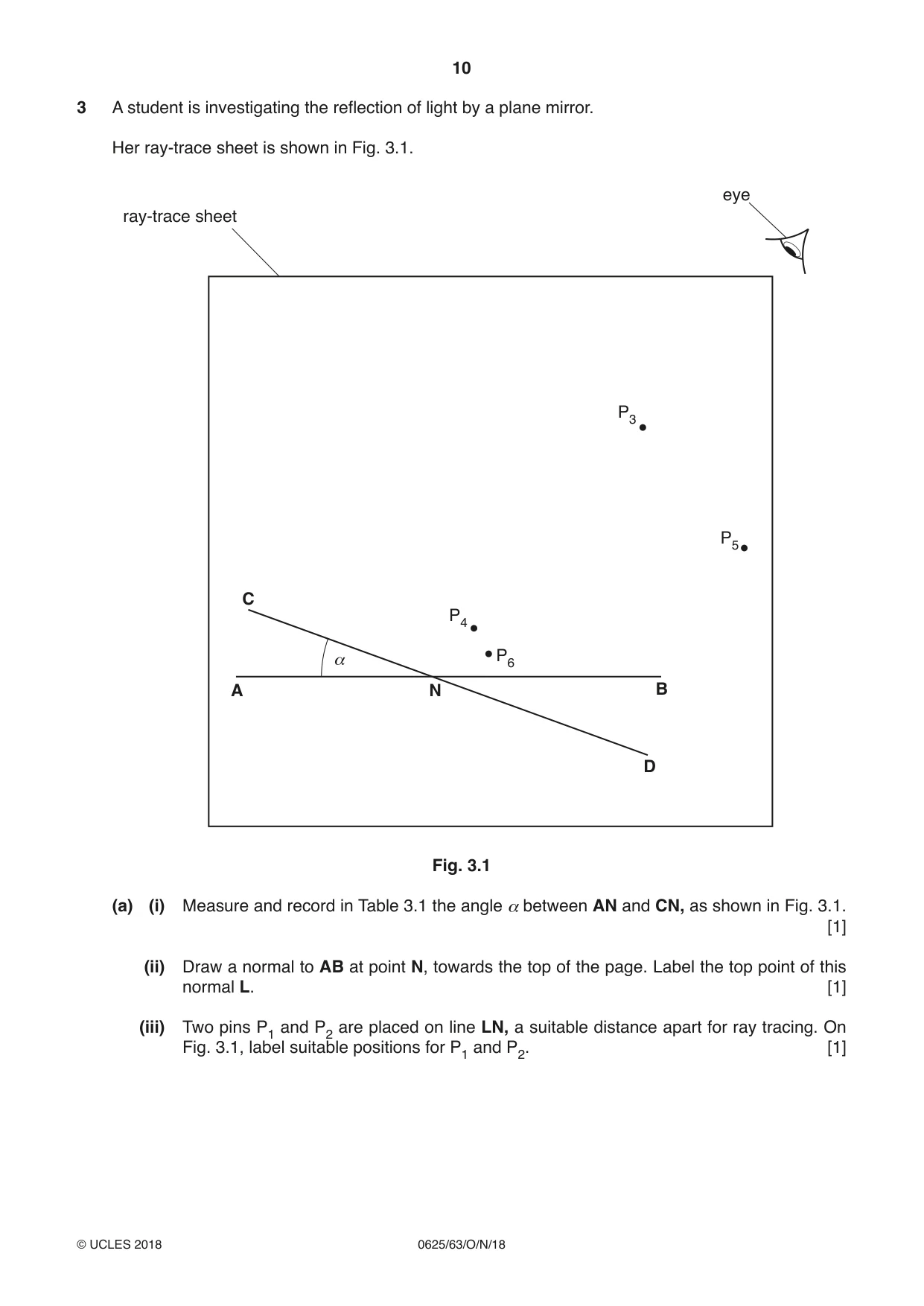 Cambridge IGCSE Physics 0625 2018 Oct/Nov Paper 6 · Variant 3 question paper, page 10 of 16